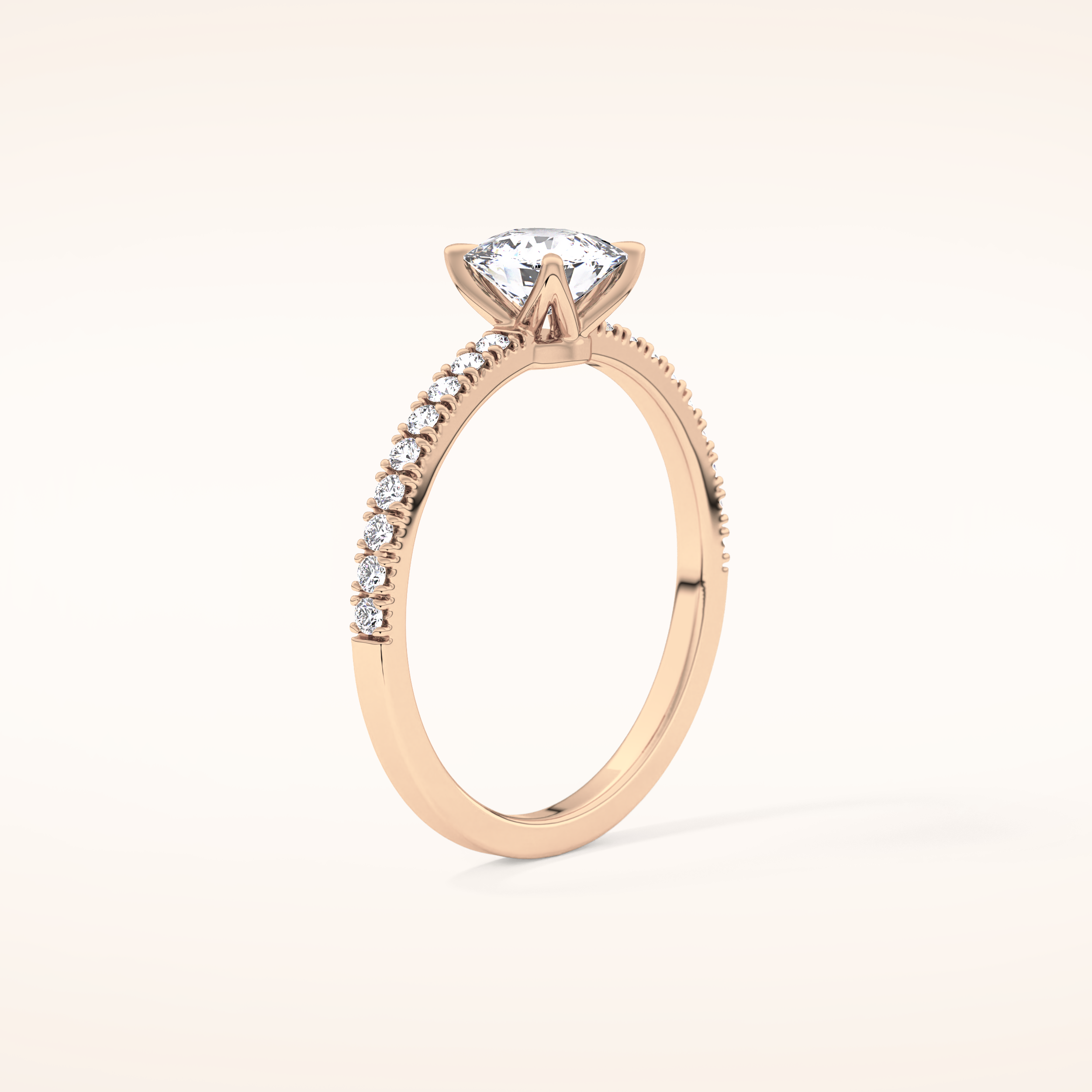 0.95 CT Cushion Shaped Pave Moissanite Engagement Ring