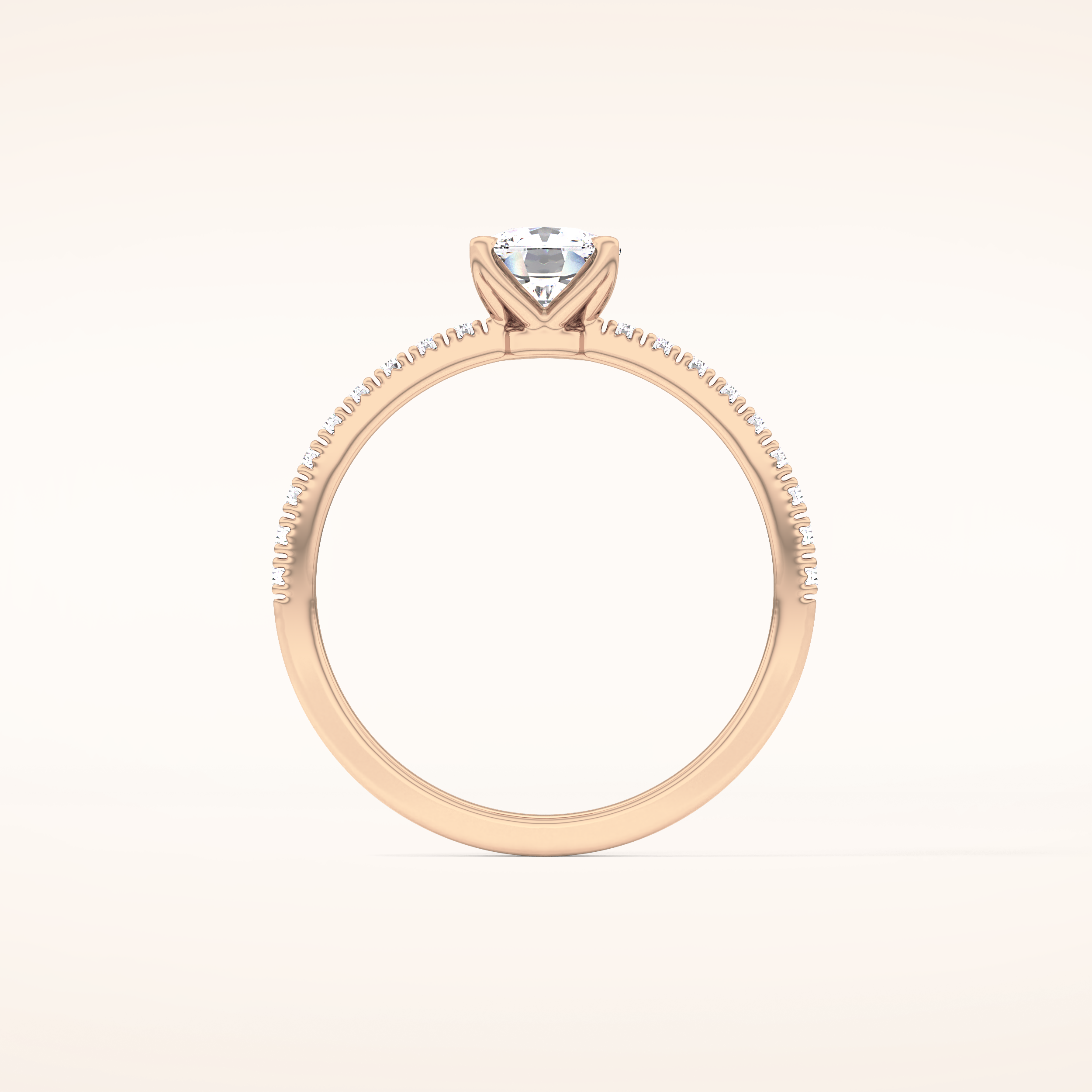 0.95 CT Cushion Shaped Pave Moissanite Engagement Ring