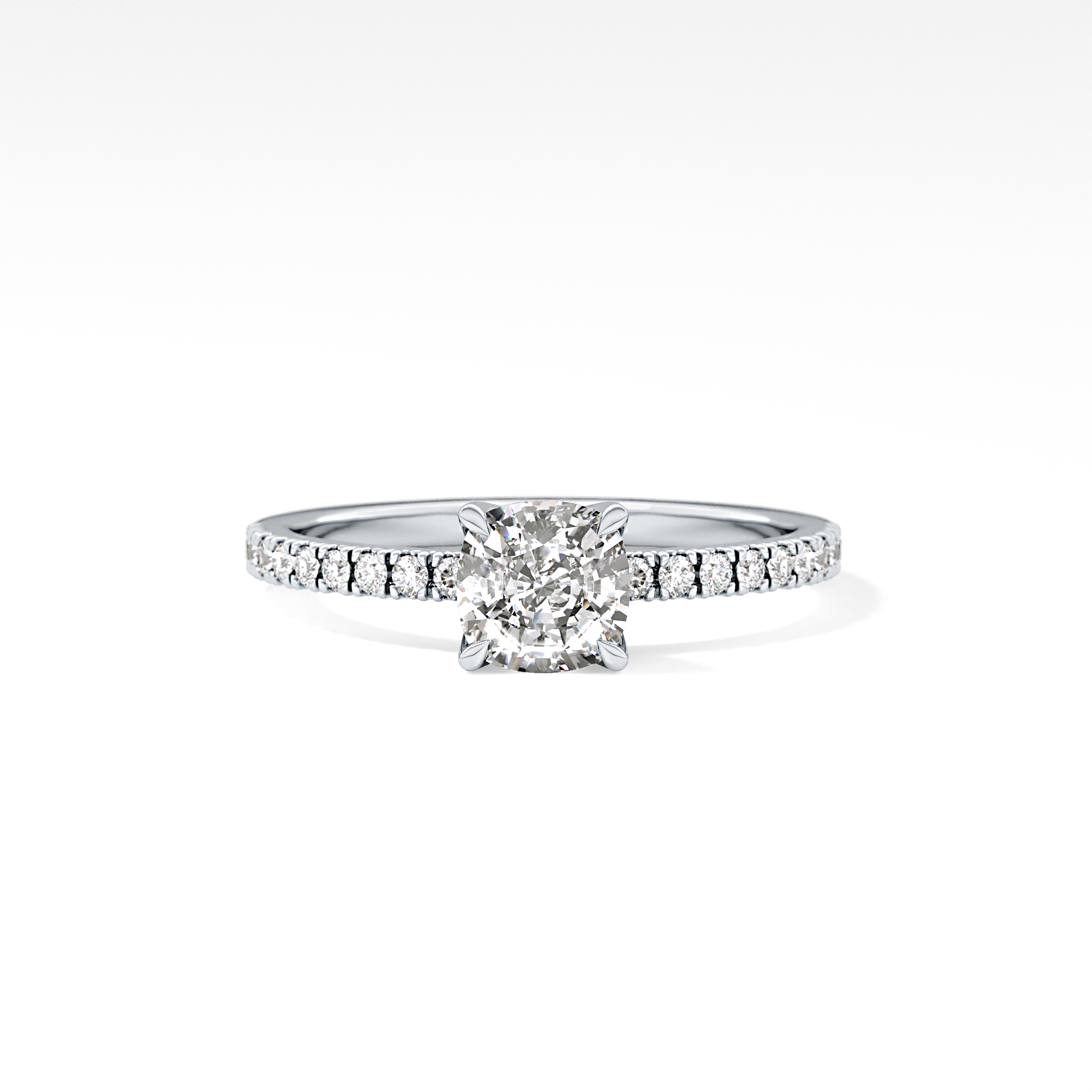 Cushion Pave Lab Grown Diamond Engagement Ring