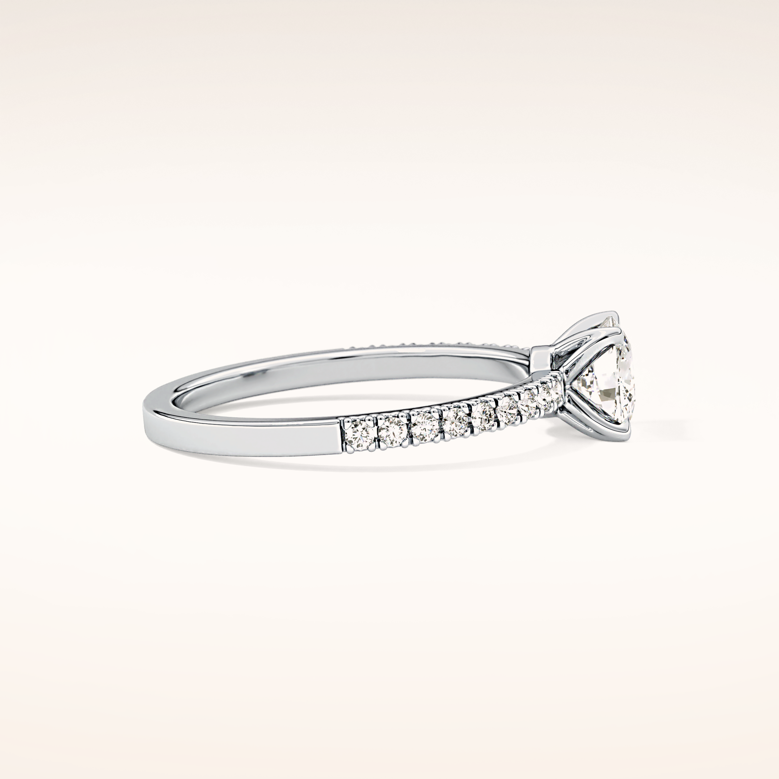 0.95 CT Cushion Shaped Pave Moissanite Engagement Ring