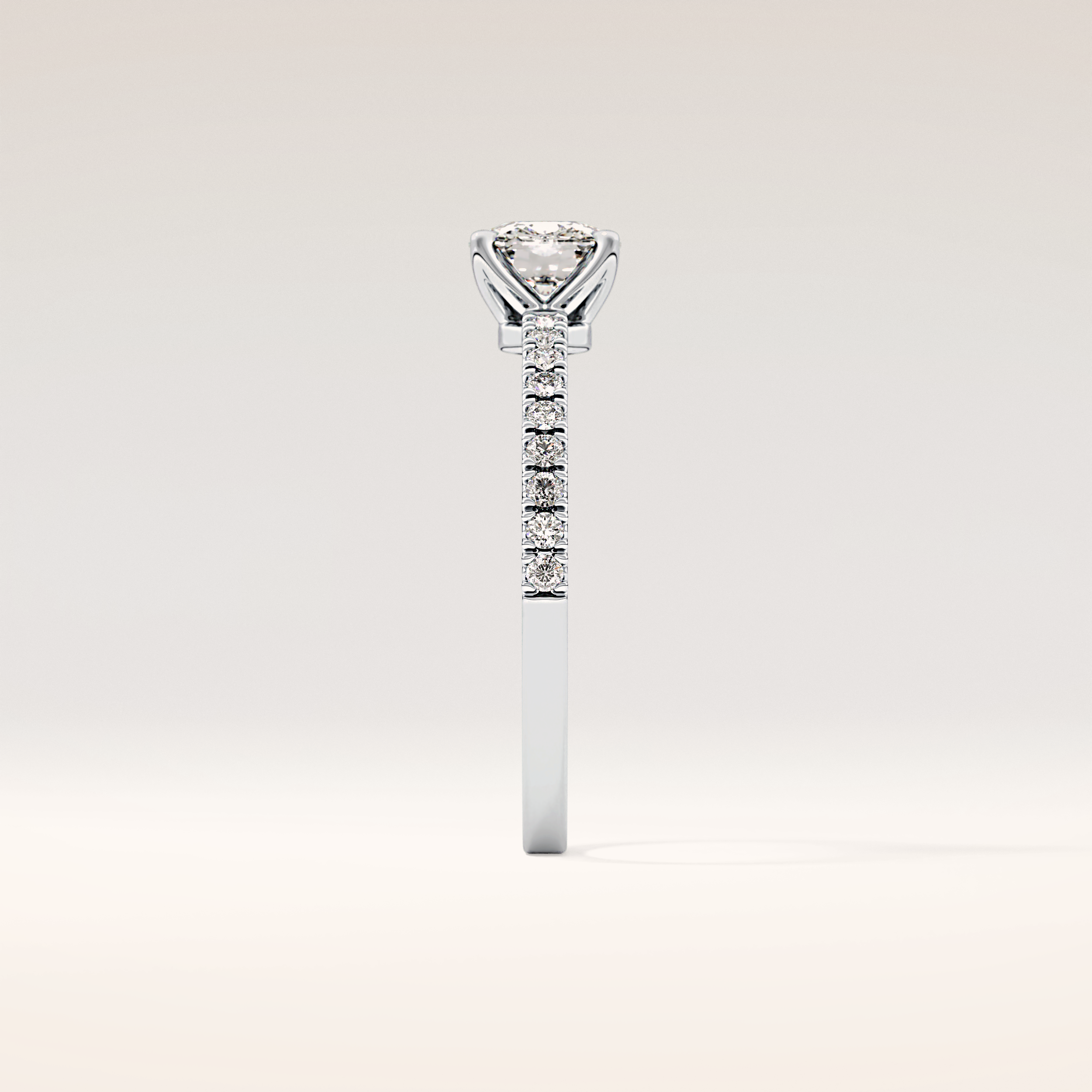 0.95 CT Cushion Shaped Pave Moissanite Engagement Ring