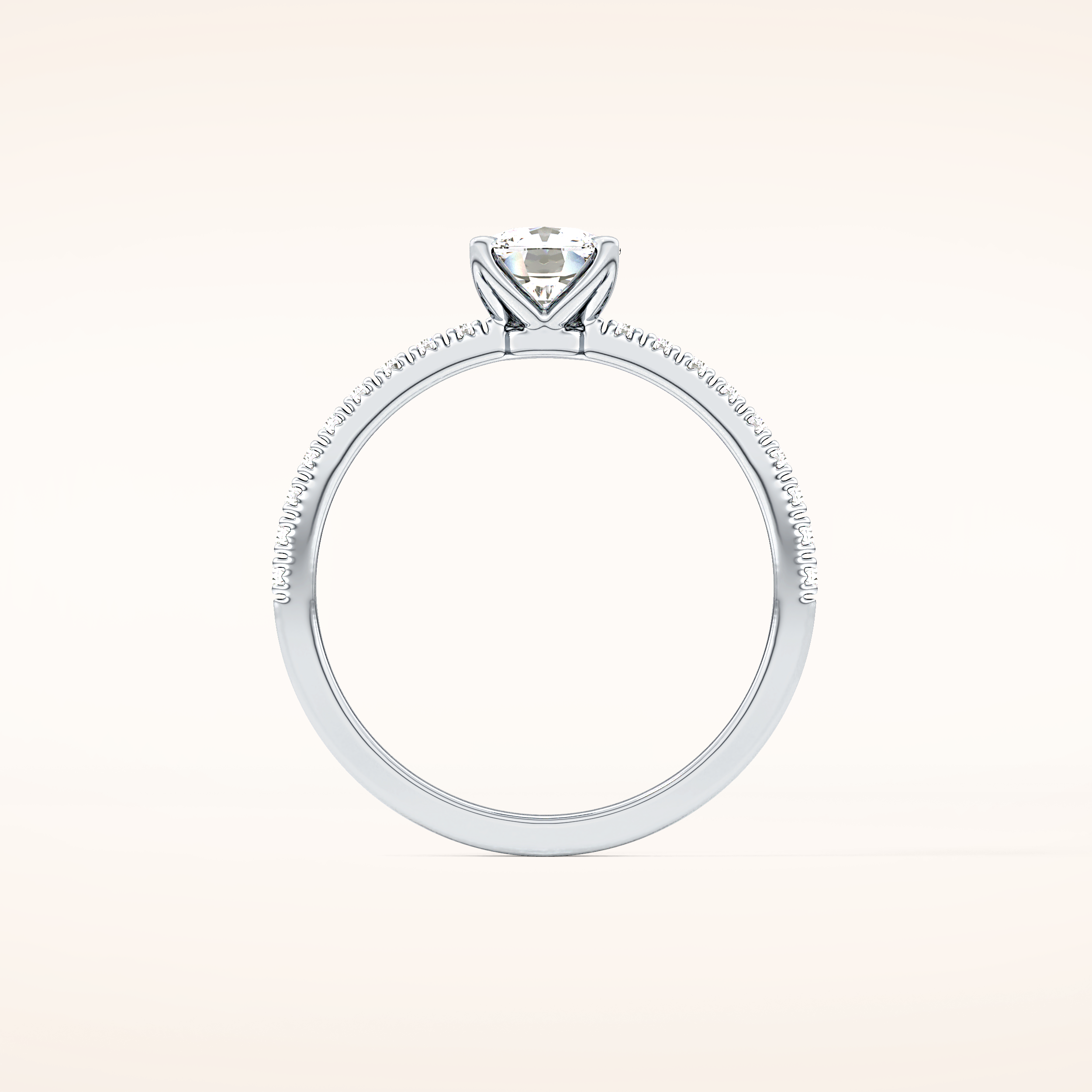 0.95 CT Cushion Shaped Pave Moissanite Engagement Ring