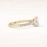 1.02 CT Emerald Shaped Pave Moissanite Engagement Ring