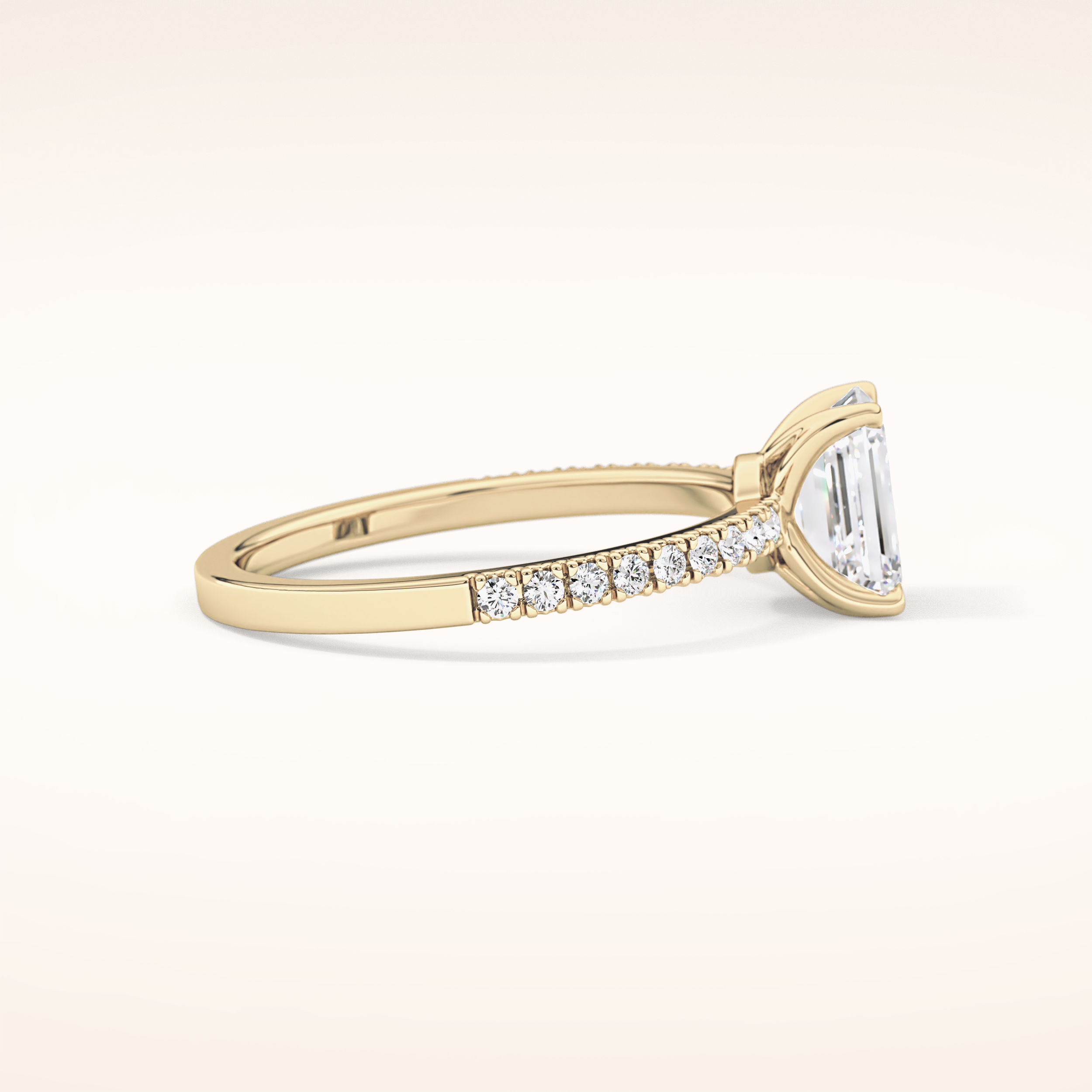 1.02 CT Emerald Shaped Pave Moissanite Engagement Ring