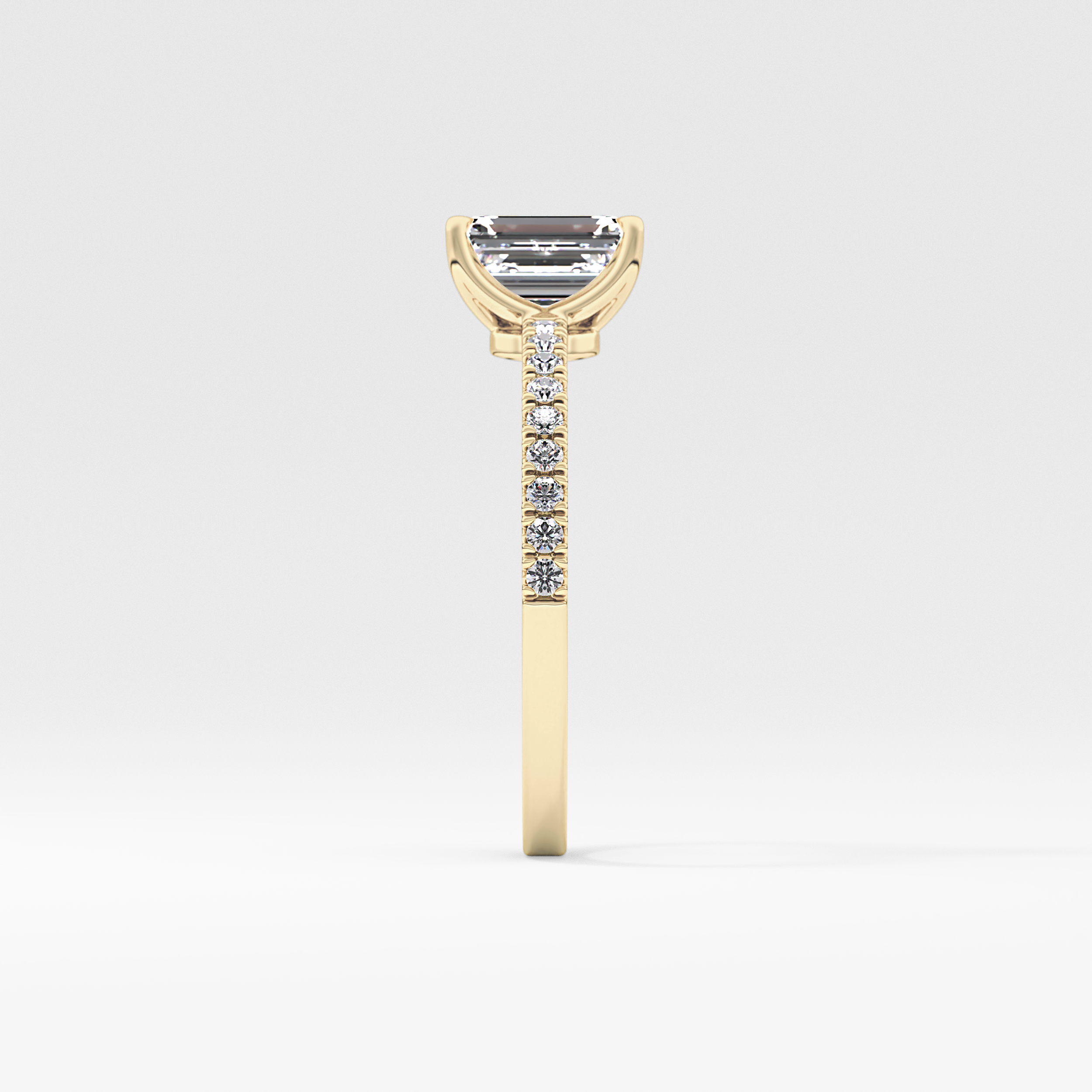 Emerald Pave Lab Grown Diamond Engagement Ring
