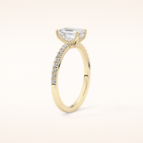 1.02 CT Emerald Shaped Pave Moissanite Engagement Ring