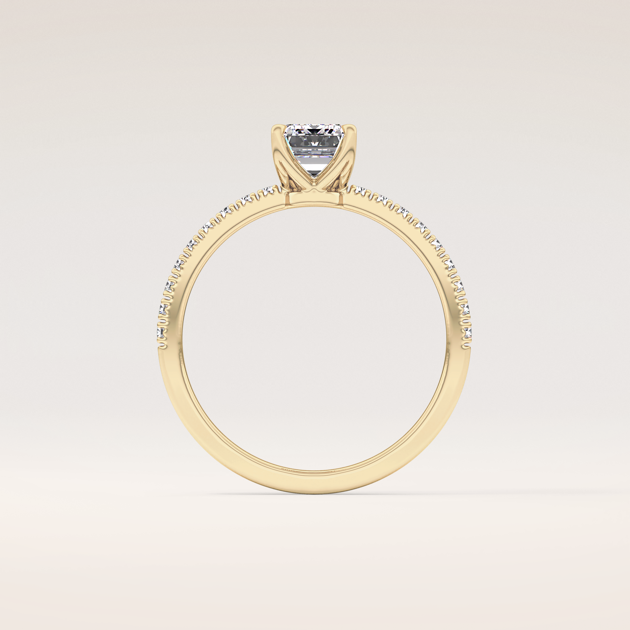 1.02 CT Emerald Shaped Pave Moissanite Engagement Ring