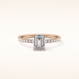 1.02 CT Emerald Shaped Pave Moissanite Engagement Ring