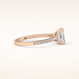 1.02 CT Emerald Shaped Pave Moissanite Engagement Ring
