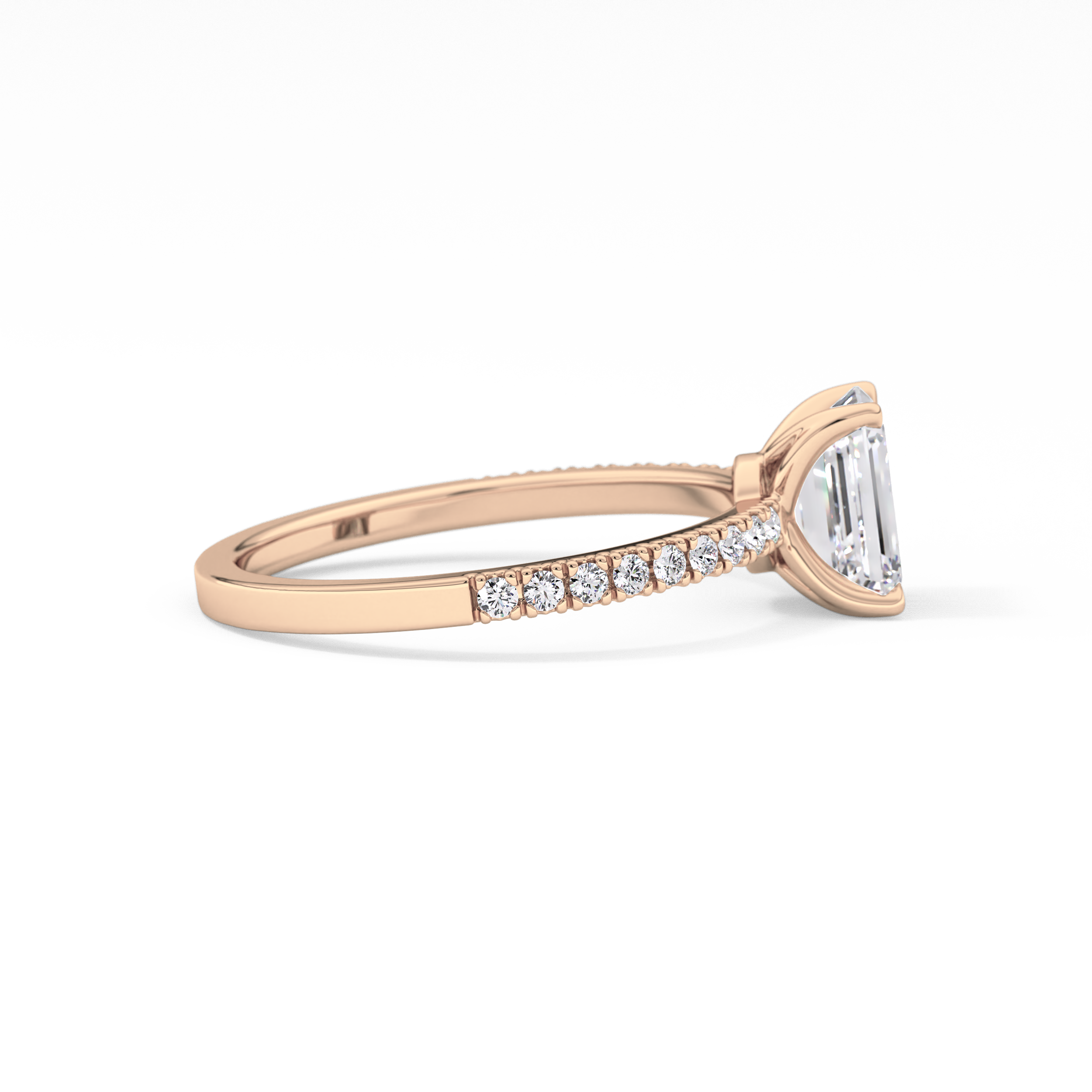 Emerald Pave Lab Grown Diamond Engagement Ring