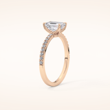 1.02 CT Emerald Shaped Pave Moissanite Engagement Ring