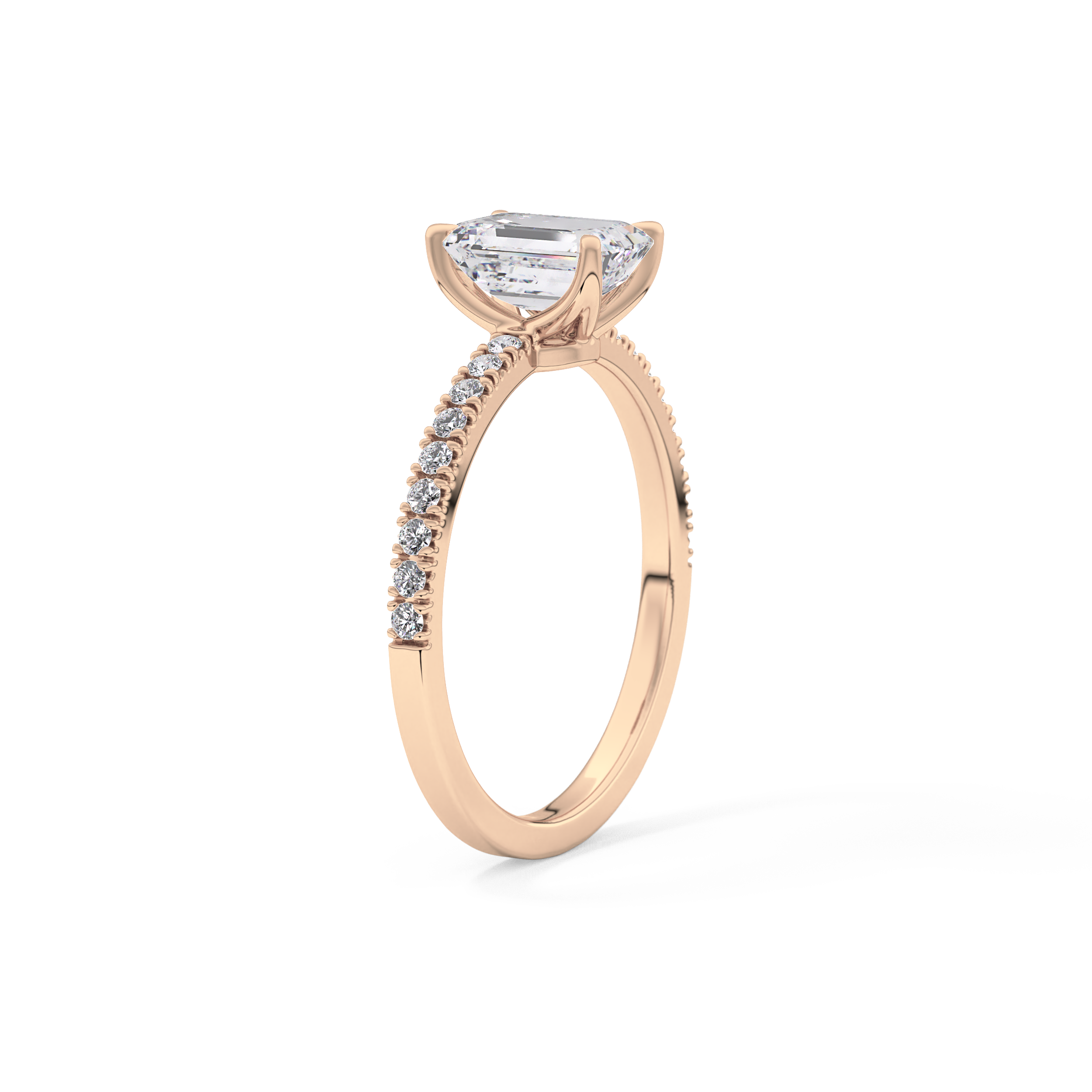Emerald Pave Lab Grown Diamond Engagement Ring