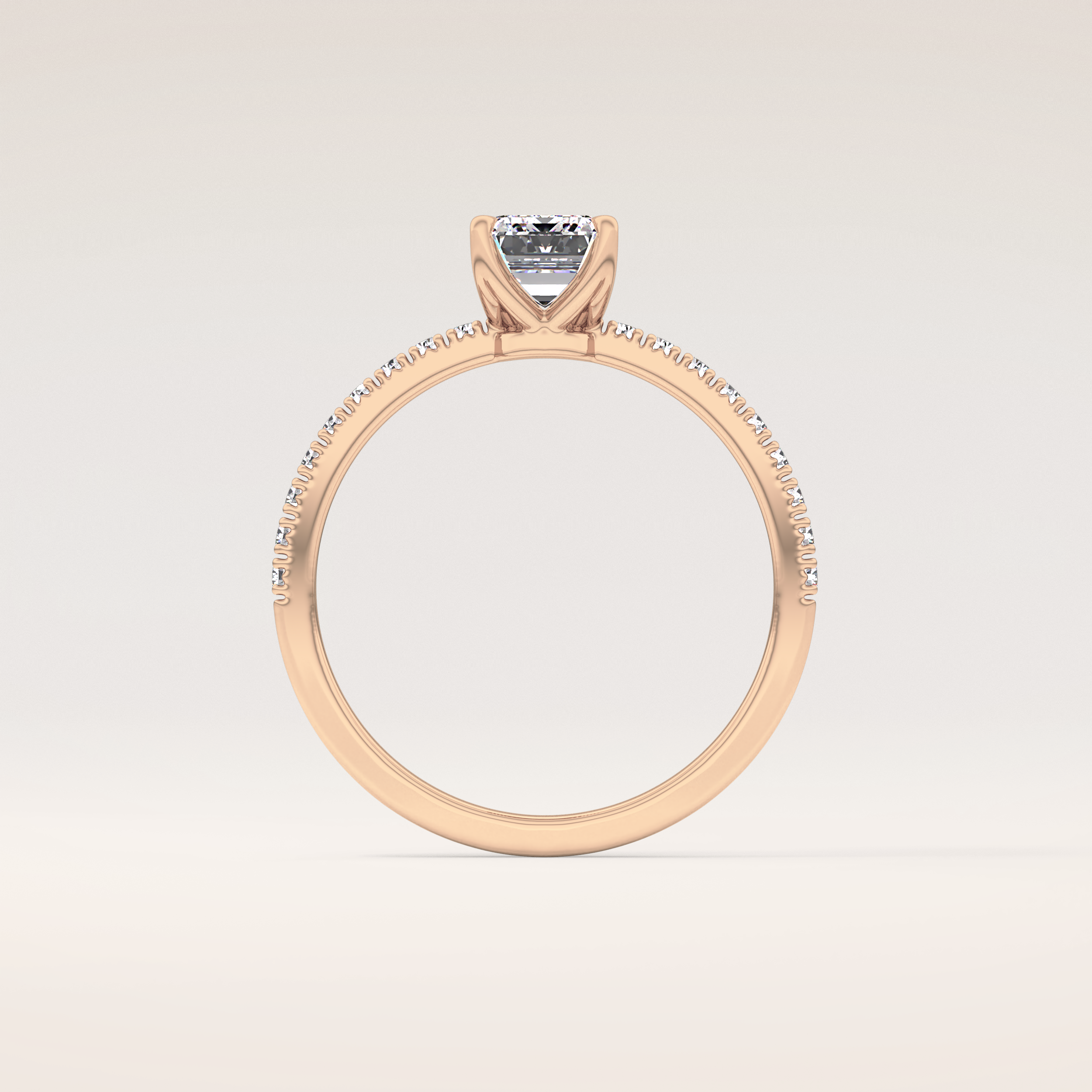 1.02 CT Emerald Shaped Pave Moissanite Engagement Ring