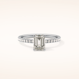 1.02 CT Emerald Shaped Pave Moissanite Engagement Ring