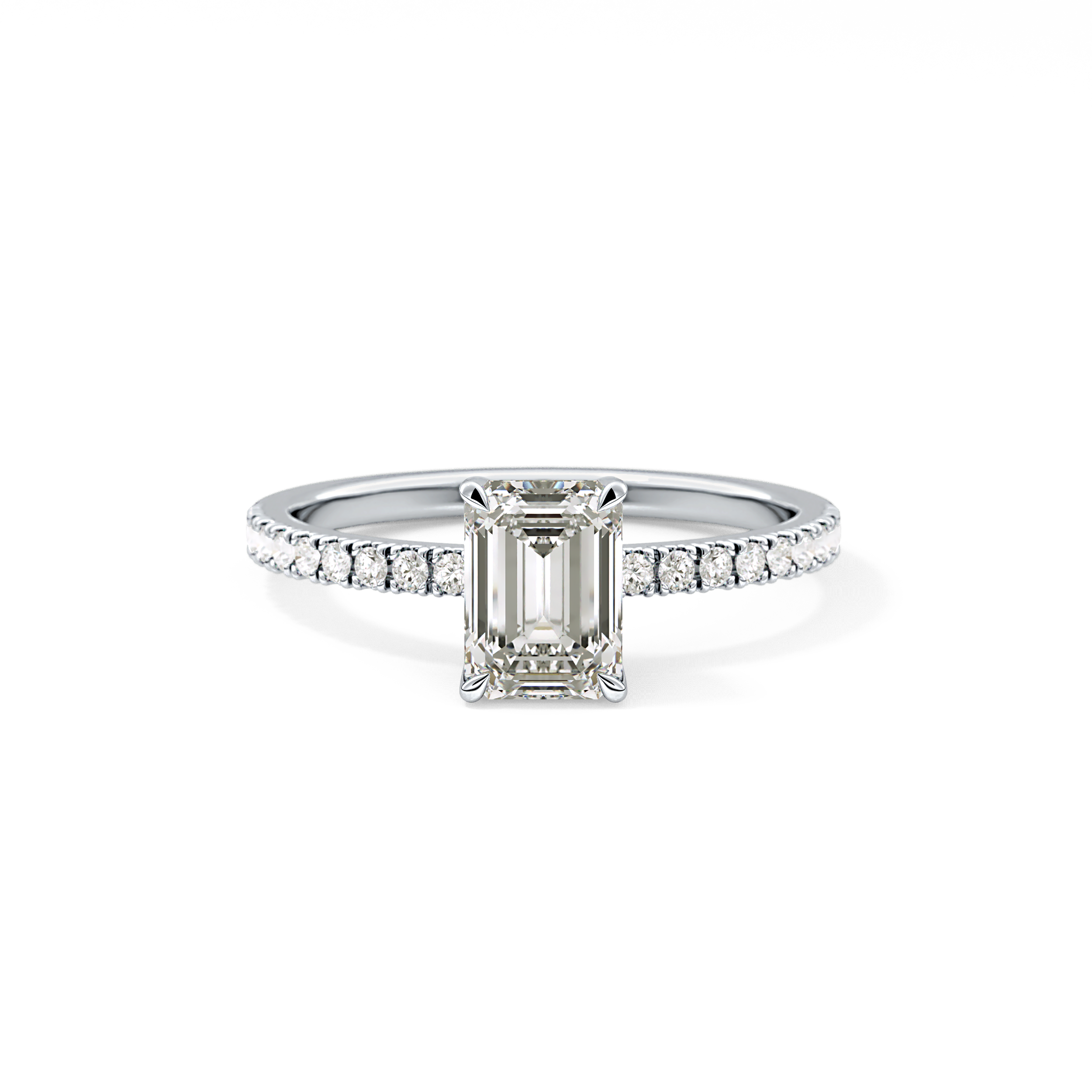 Emerald Pave Lab Grown Diamond Engagement Ring