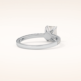 1.02 CT Emerald Shaped Pave Moissanite Engagement Ring