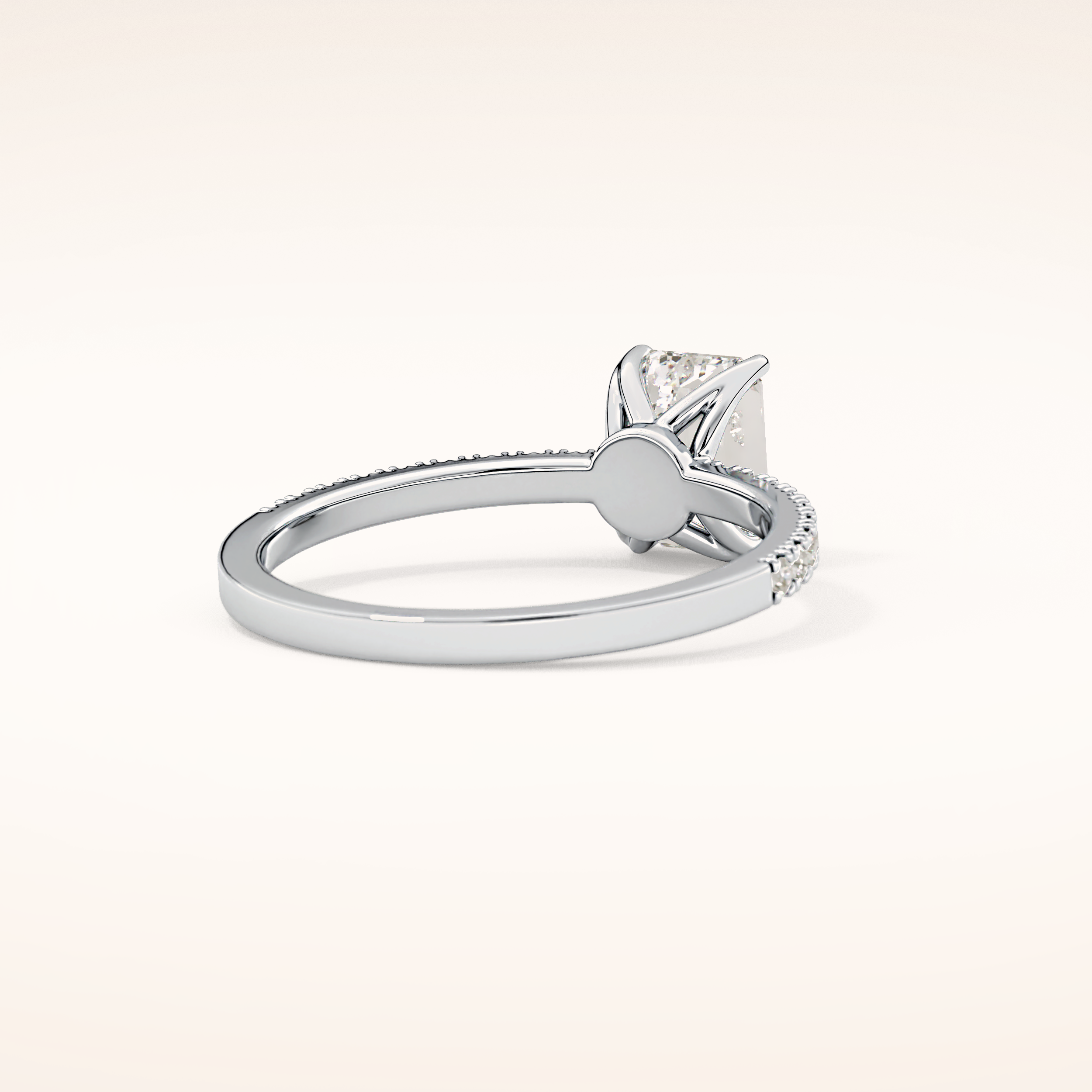 1.02 CT Emerald Shaped Pave Moissanite Engagement Ring