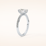 1.02 CT Emerald Shaped Pave Moissanite Engagement Ring