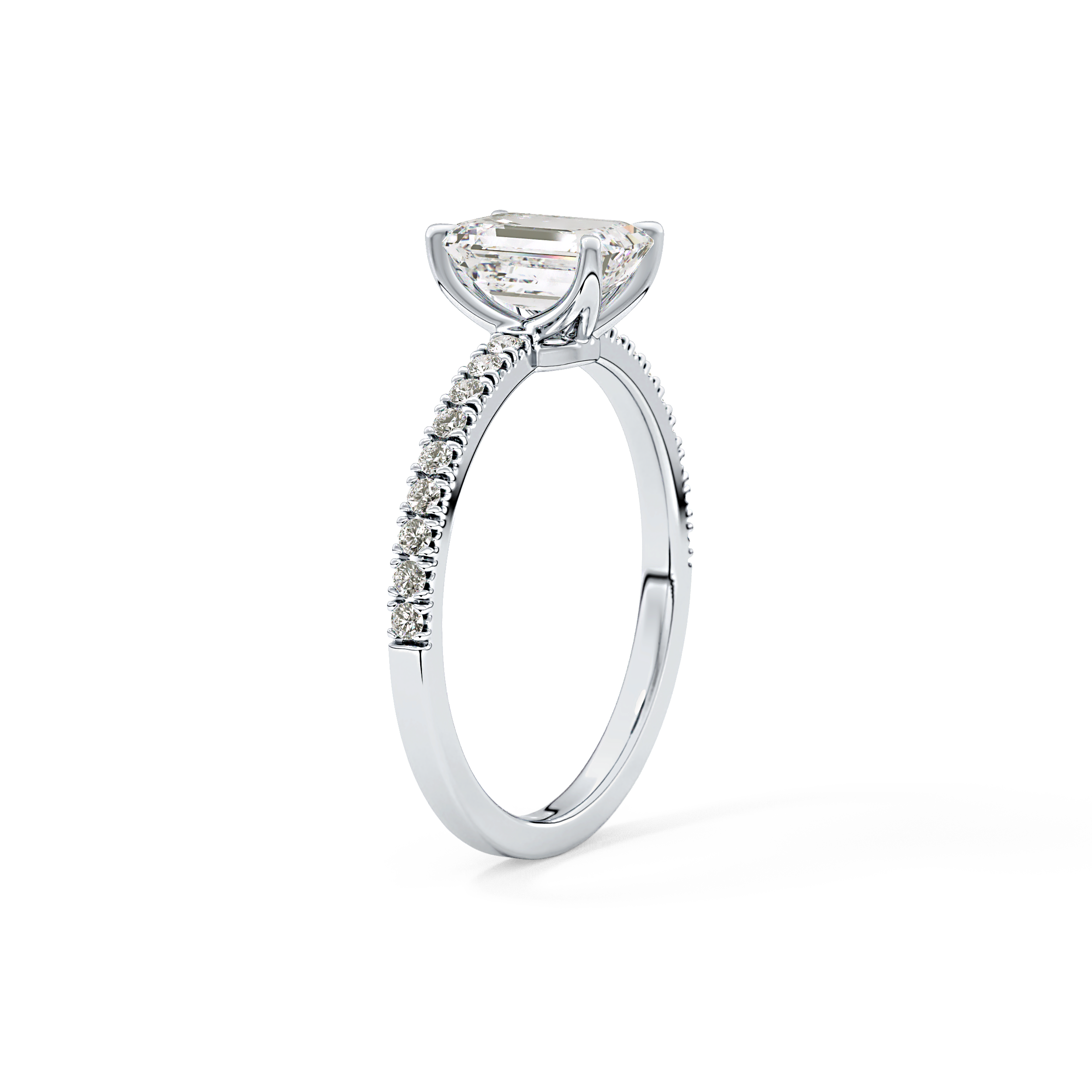 Emerald Pave Lab Grown Diamond Engagement Ring