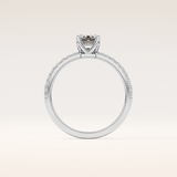 1.02 CT Emerald Shaped Pave Moissanite Engagement Ring