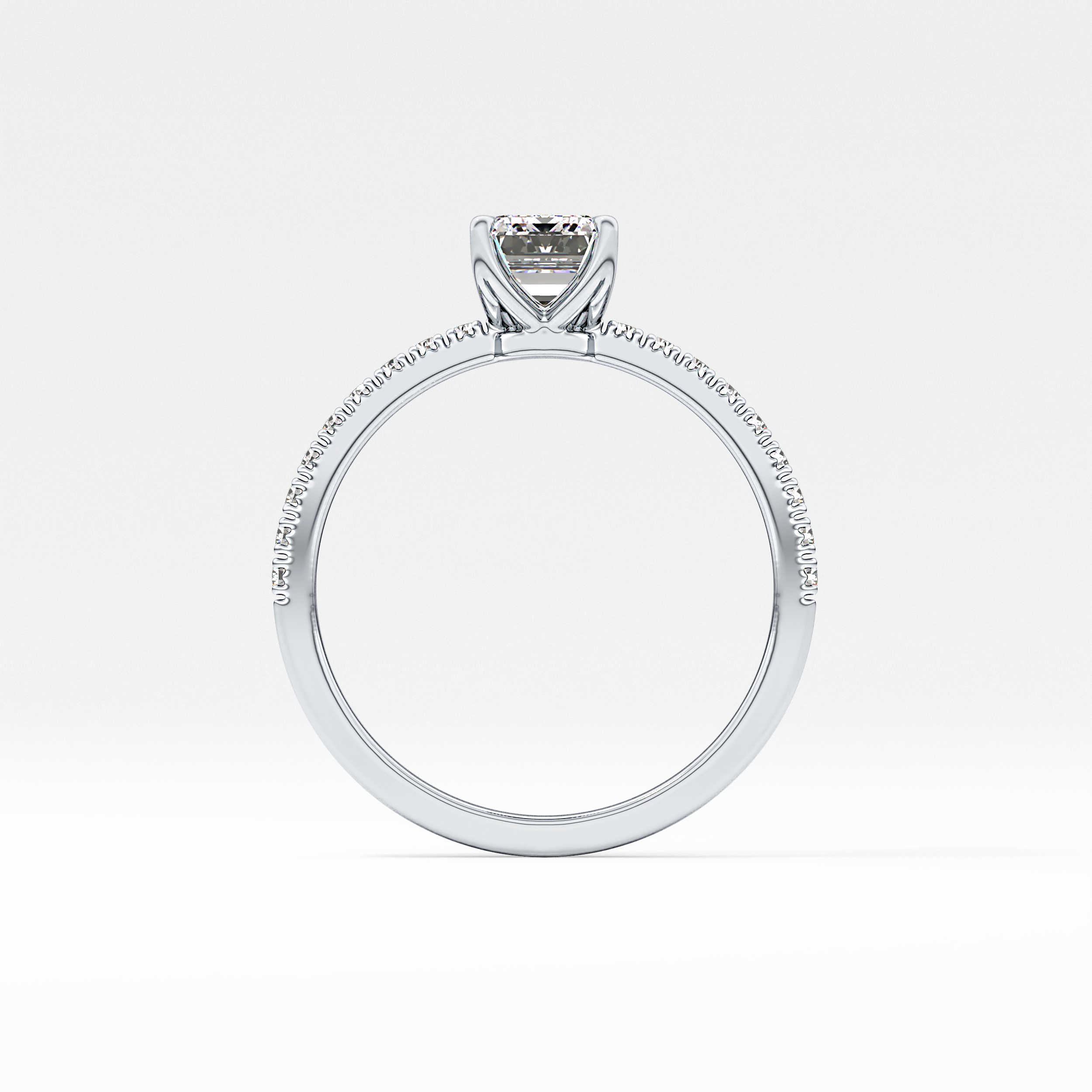 Emerald Pave Lab Grown Diamond Engagement Ring