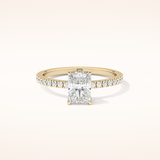 1.21 CT Radiant Shaped Pave Moissanite Engagement Ring