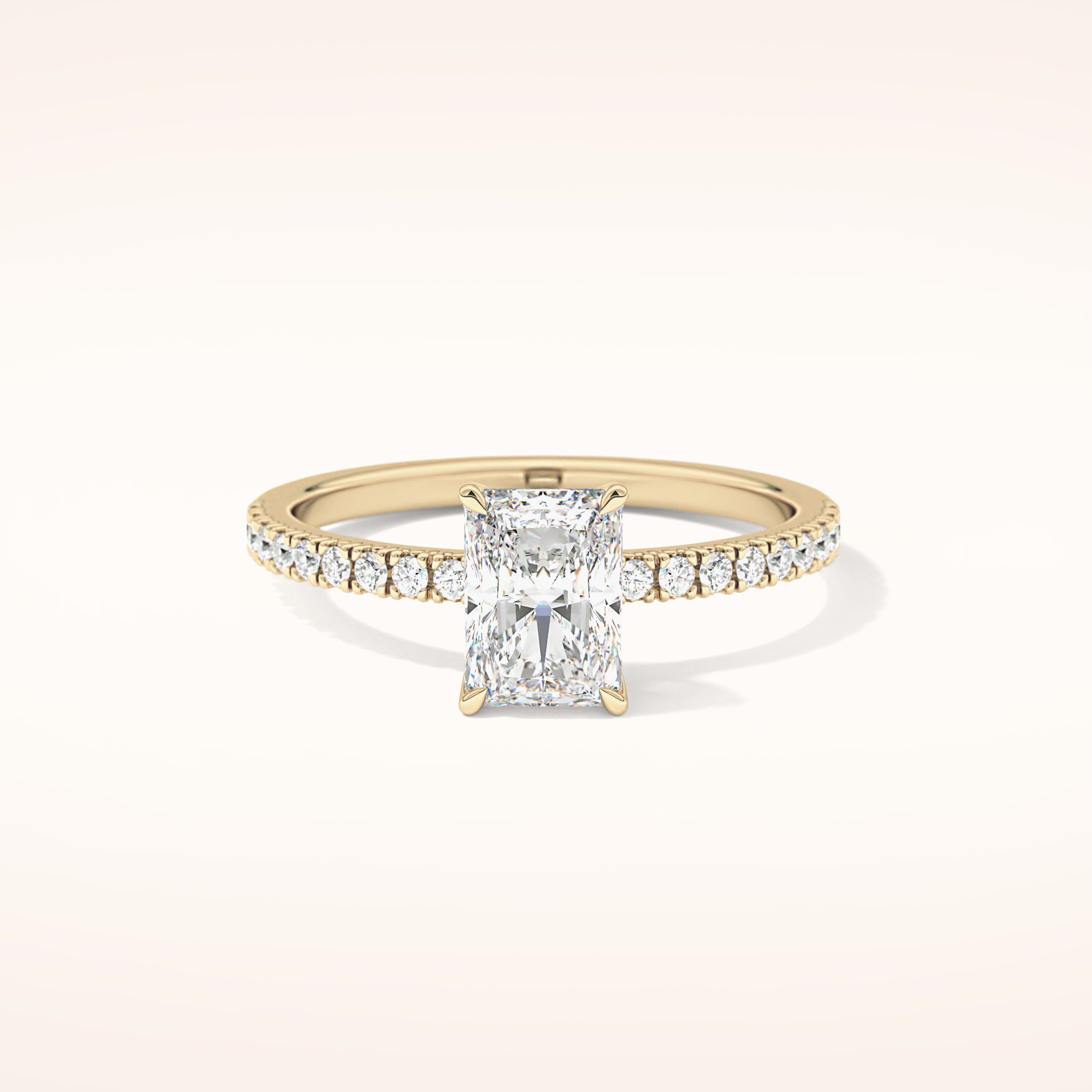 1.21 CT Radiant Shaped Pave Moissanite Engagement Ring