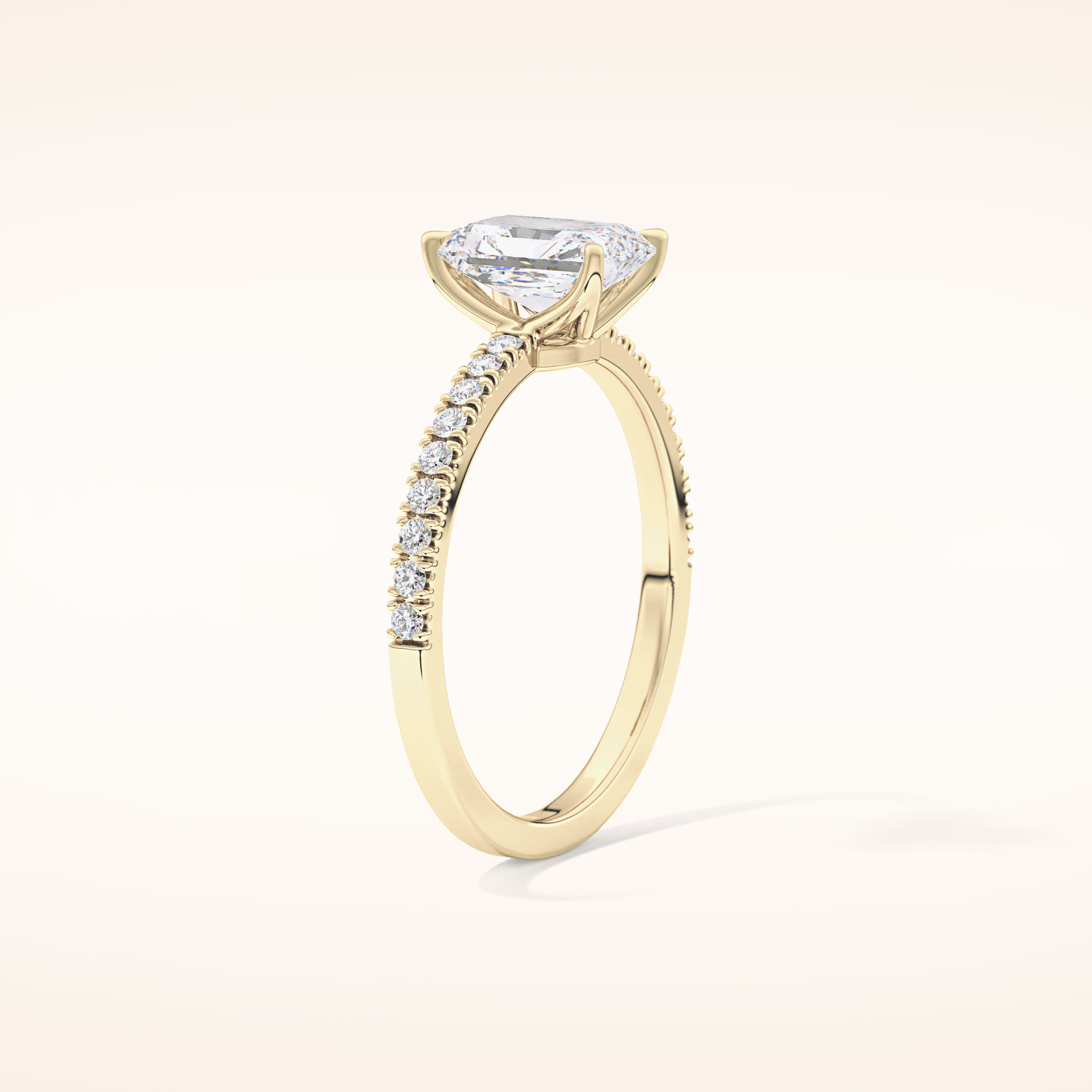 1.21 CT Radiant Shaped Pave Moissanite Engagement Ring