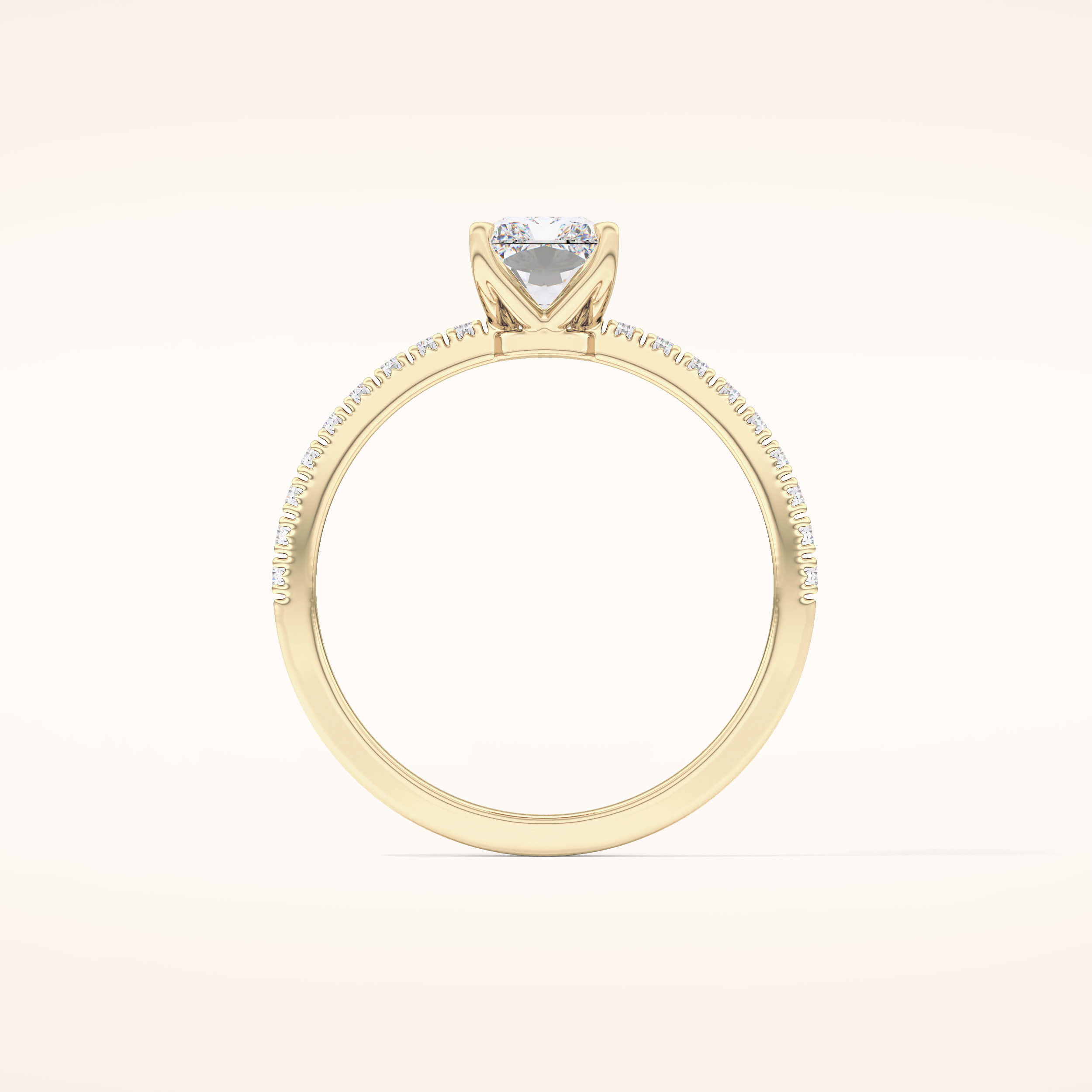1.21 CT Radiant Shaped Pave Moissanite Engagement Ring