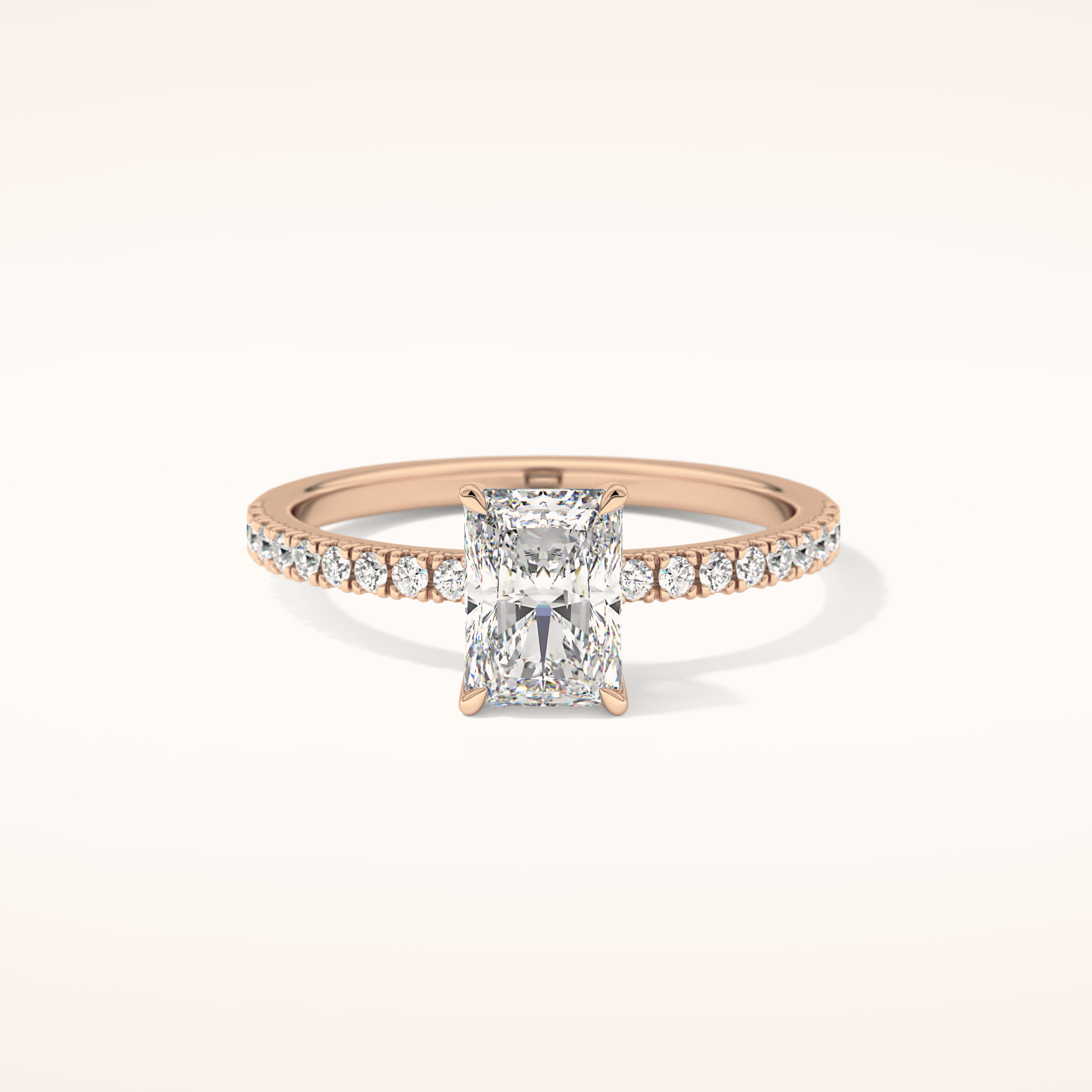 1.21 CT Radiant Shaped Pave Moissanite Engagement Ring