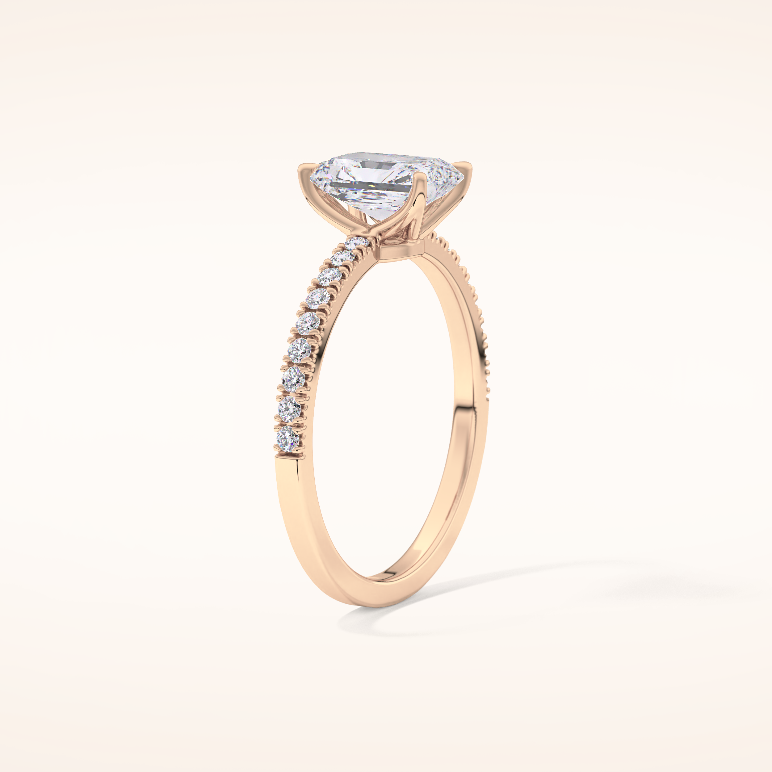 1.21 CT Radiant Shaped Pave Moissanite Engagement Ring