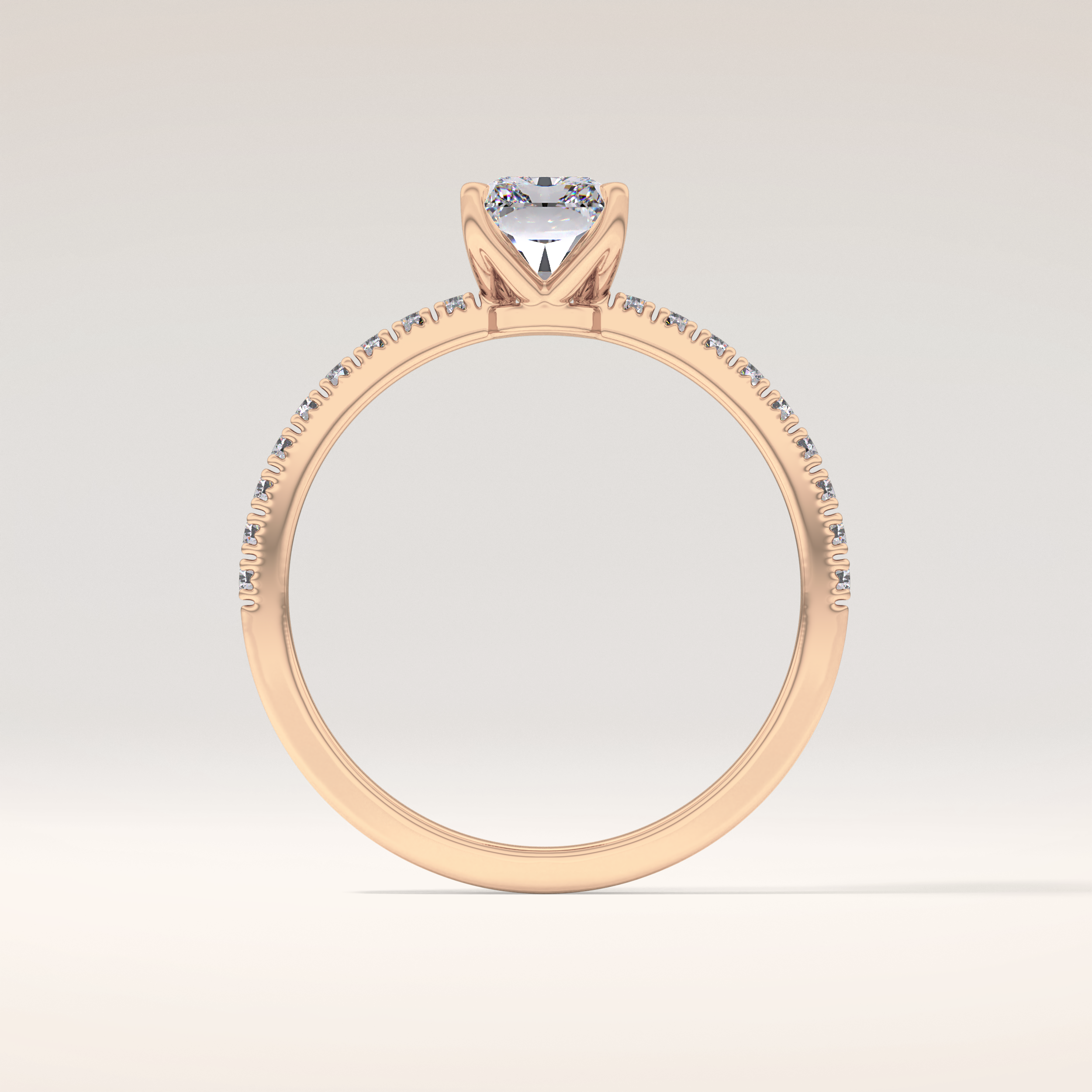 1.21 CT Radiant Shaped Pave Moissanite Engagement Ring