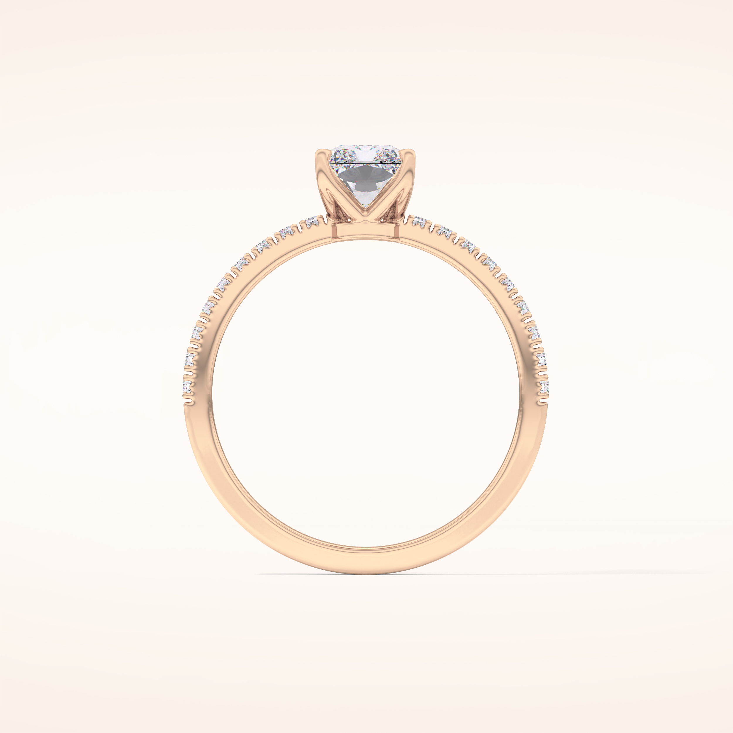 1.21 CT Radiant Shaped Pave Moissanite Engagement Ring
