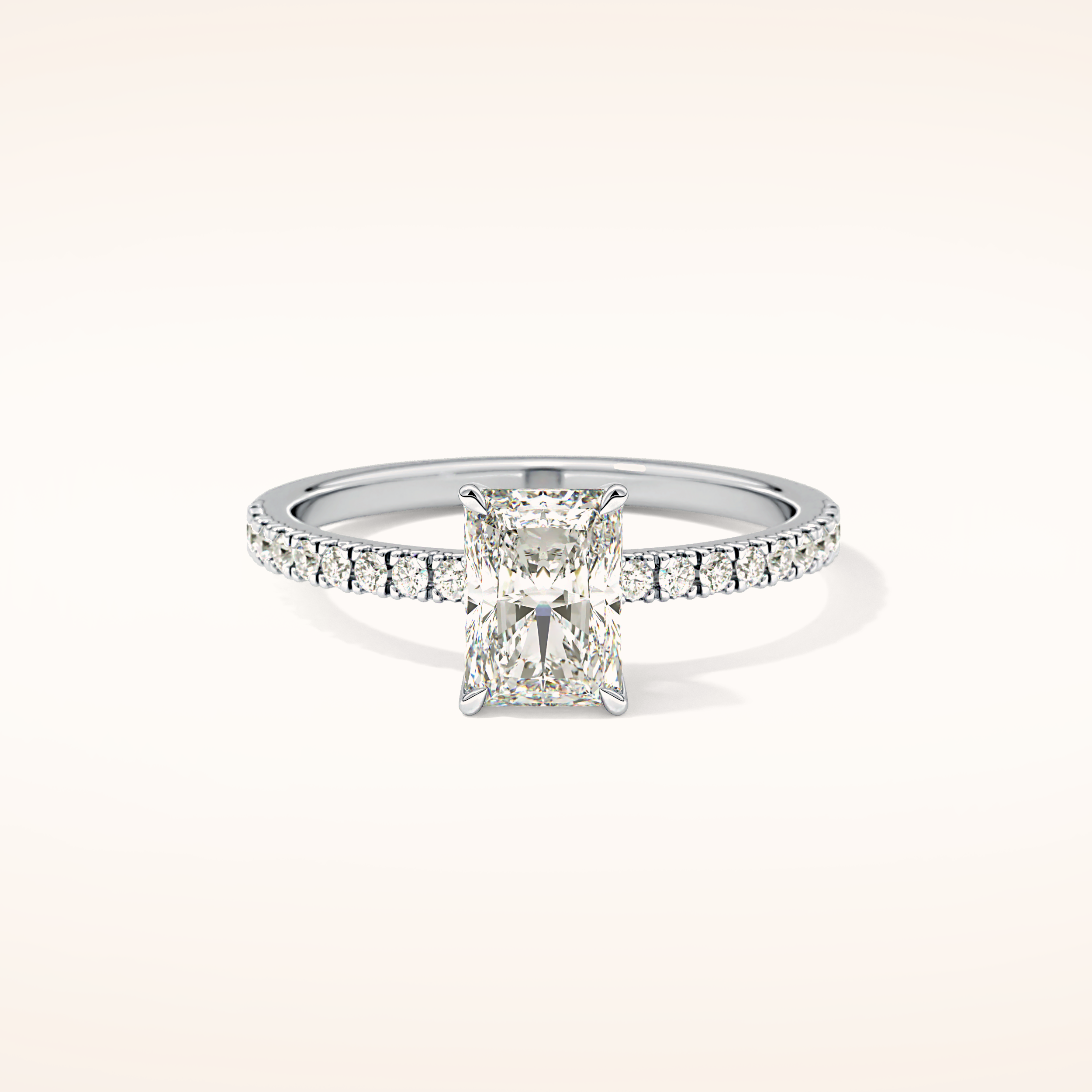 1.21 CT Radiant Shaped Pave Moissanite Engagement Ring