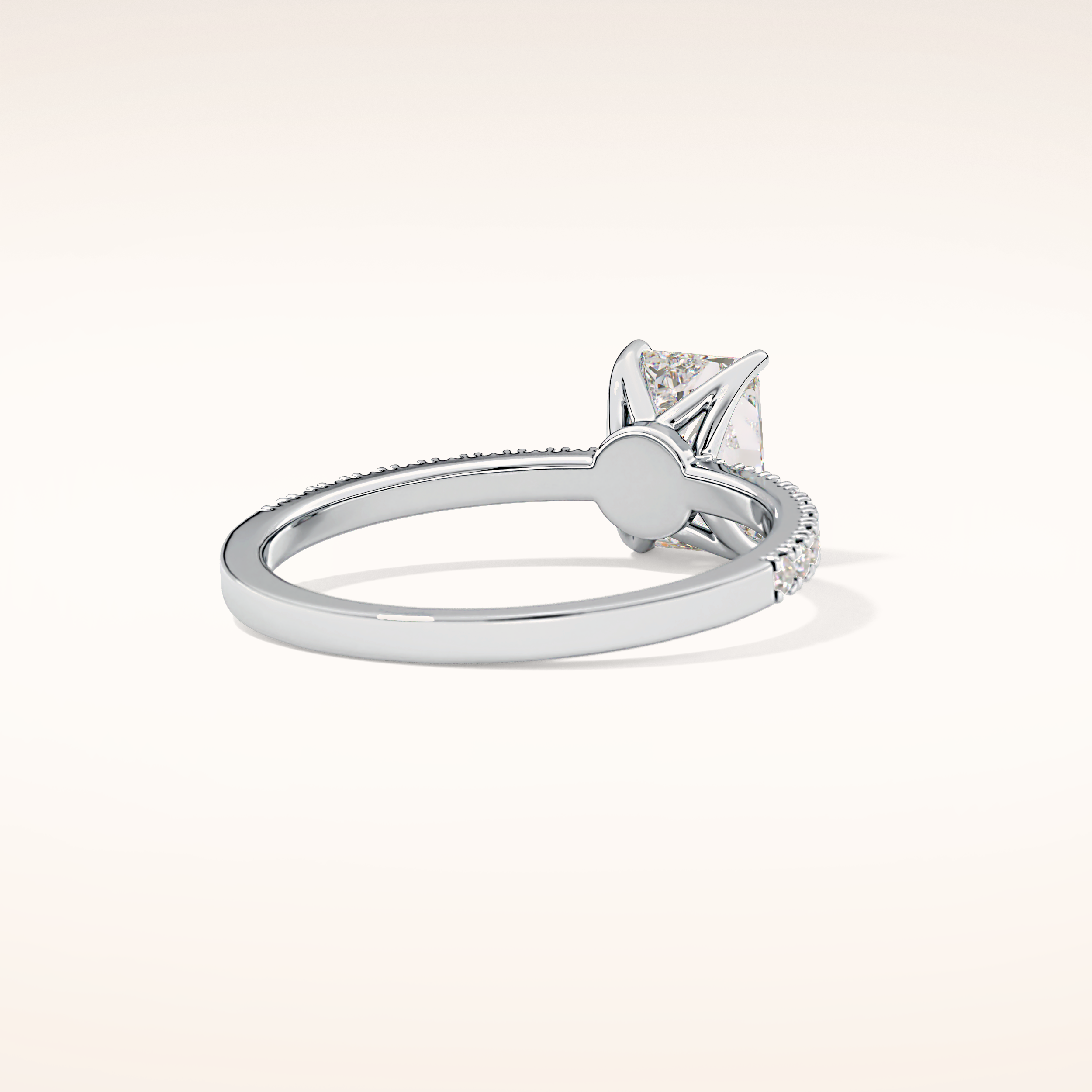 1.21 CT Radiant Shaped Pave Moissanite Engagement Ring