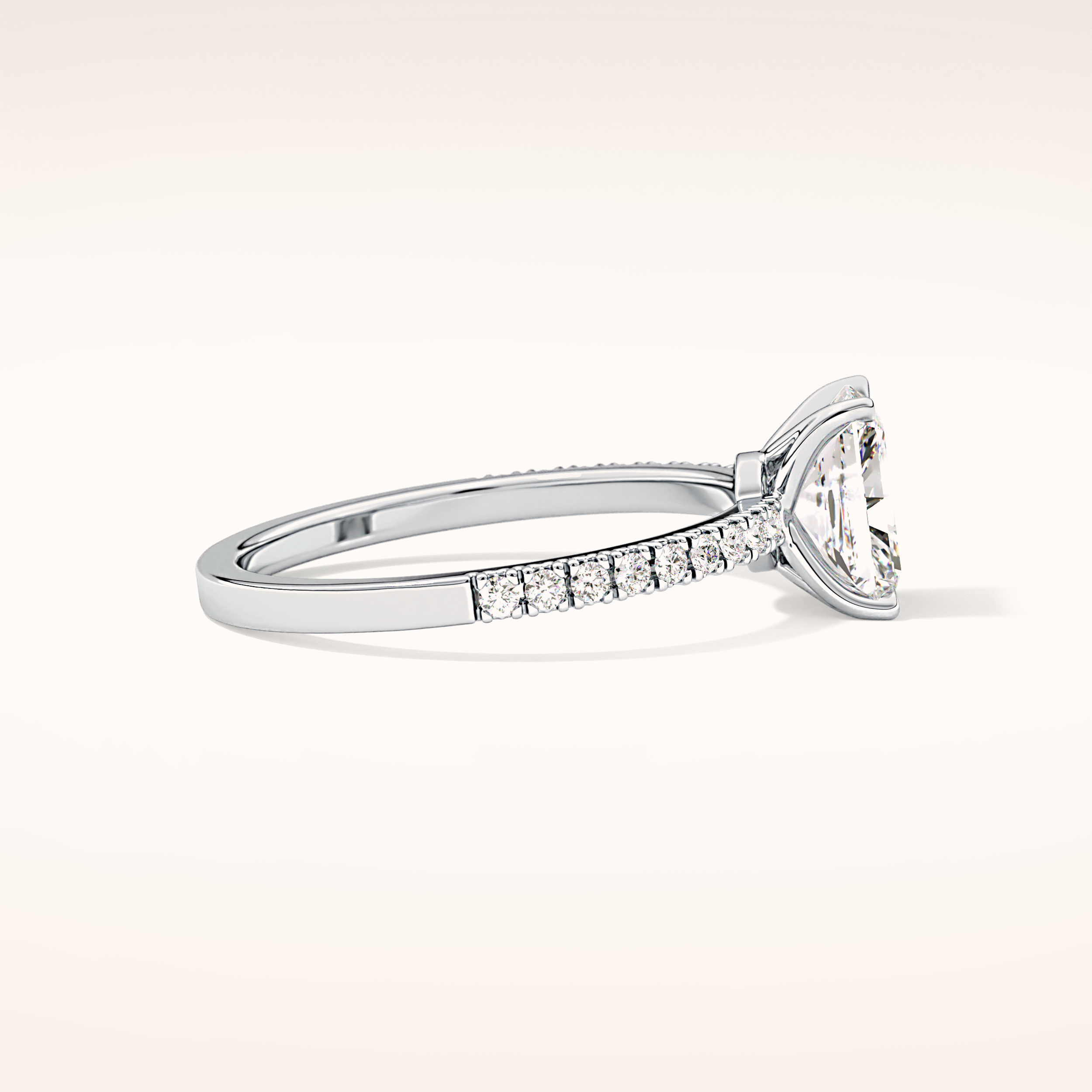 1.21 CT Radiant Shaped Pave Moissanite Engagement Ring