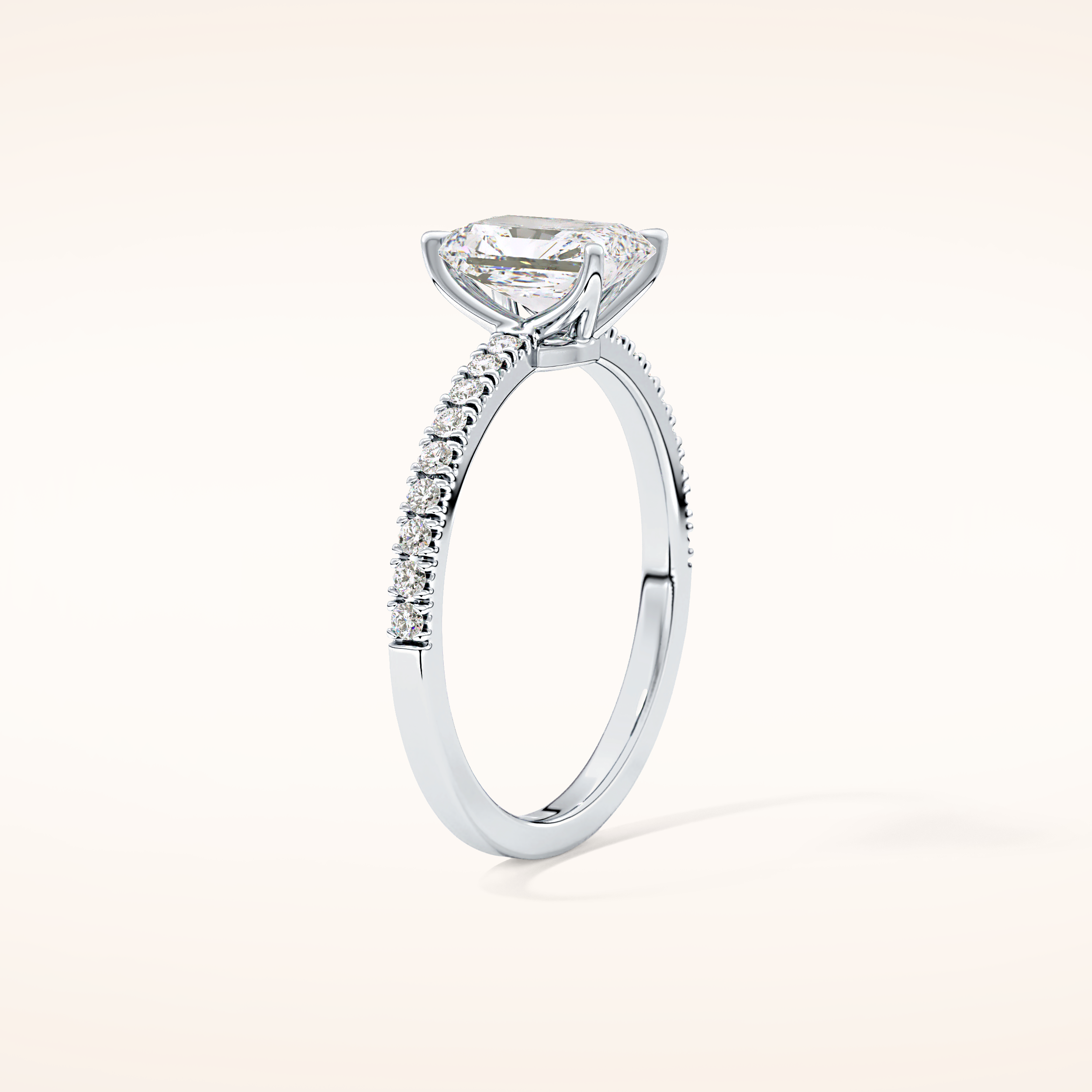 1.21 CT Radiant Shaped Pave Moissanite Engagement Ring