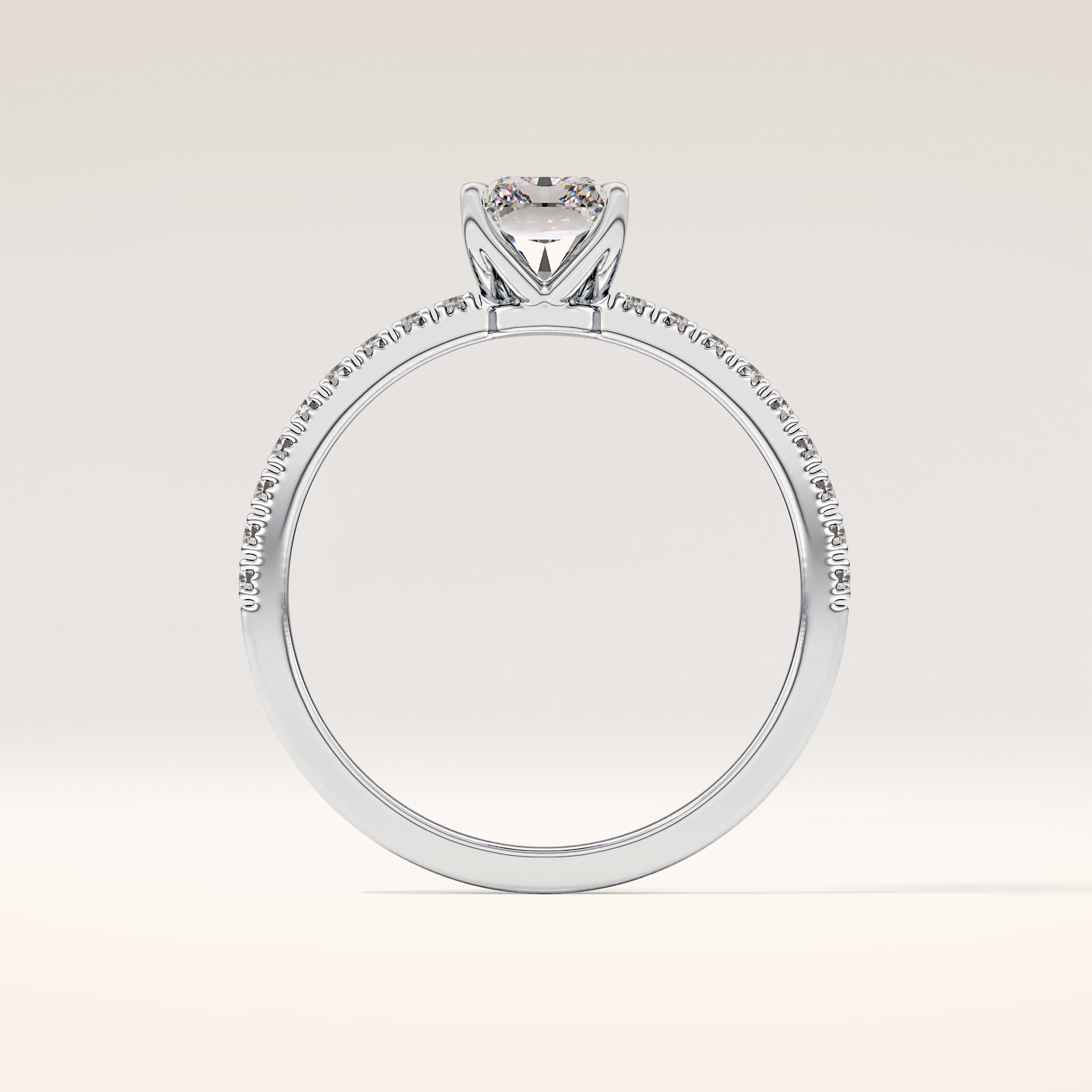 1.21 CT Radiant Shaped Pave Moissanite Engagement Ring