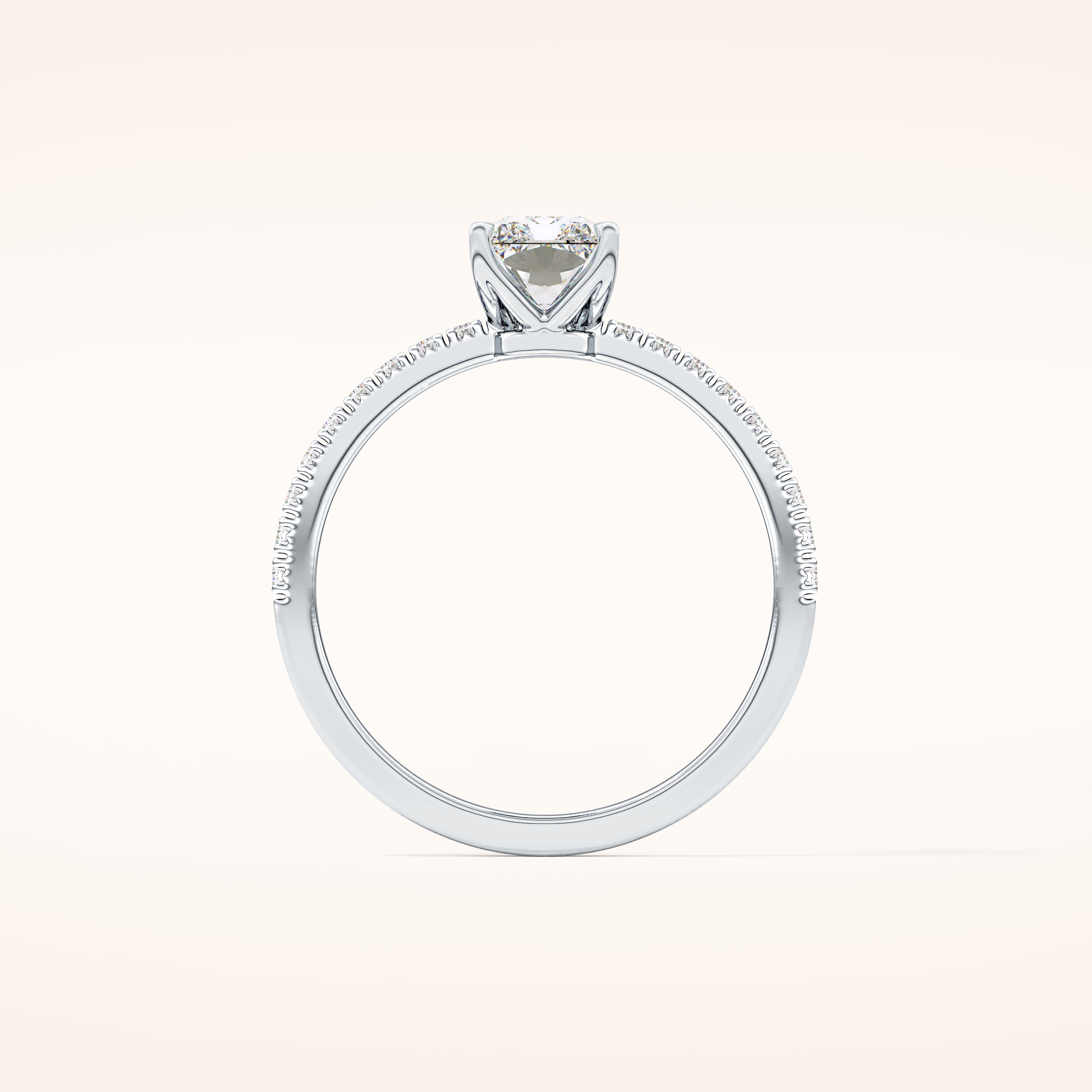1.21 CT Radiant Shaped Pave Moissanite Engagement Ring
