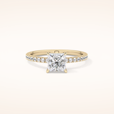 1.04 CT Princess Shaped Pave Moissanite Engagement Ring
