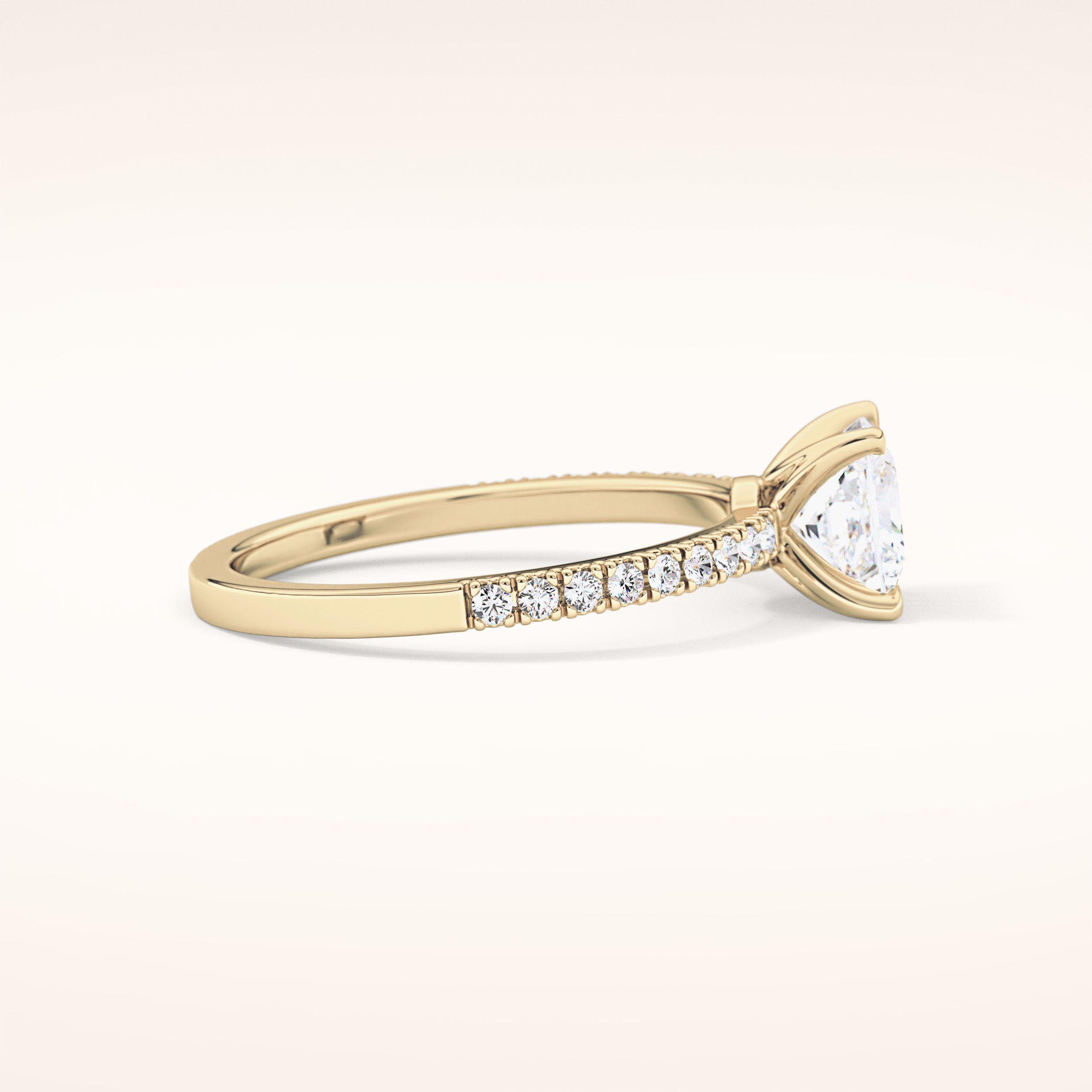 1.04 CT Princess Shaped Pave Moissanite Engagement Ring
