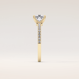 1.04 CT Princess Shaped Pave Moissanite Engagement Ring