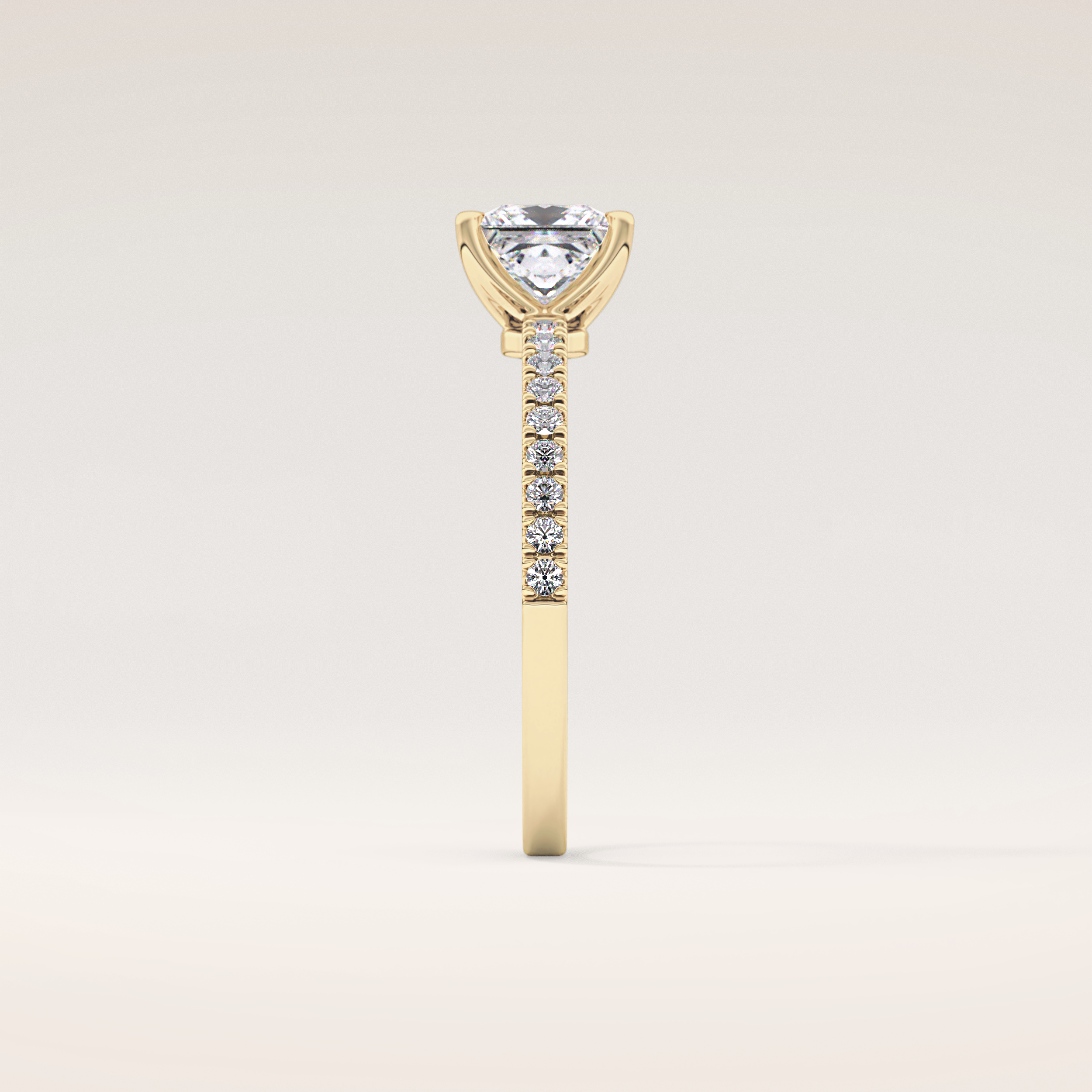 1.04 CT Princess Shaped Pave Moissanite Engagement Ring