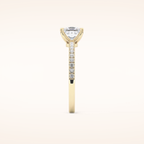 1.04 CT Princess Shaped Pave Moissanite Engagement Ring