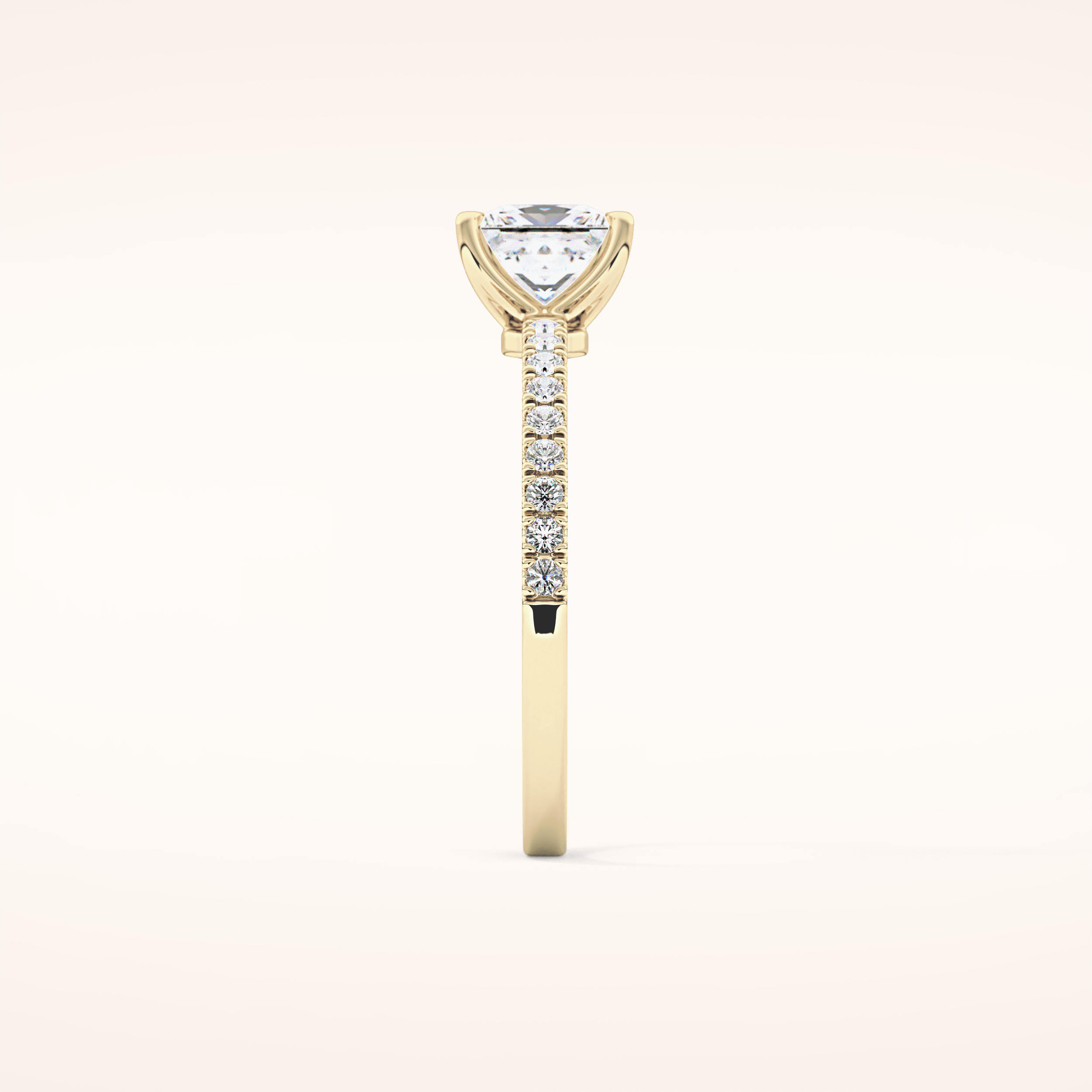 1.04 CT Princess Shaped Pave Moissanite Engagement Ring