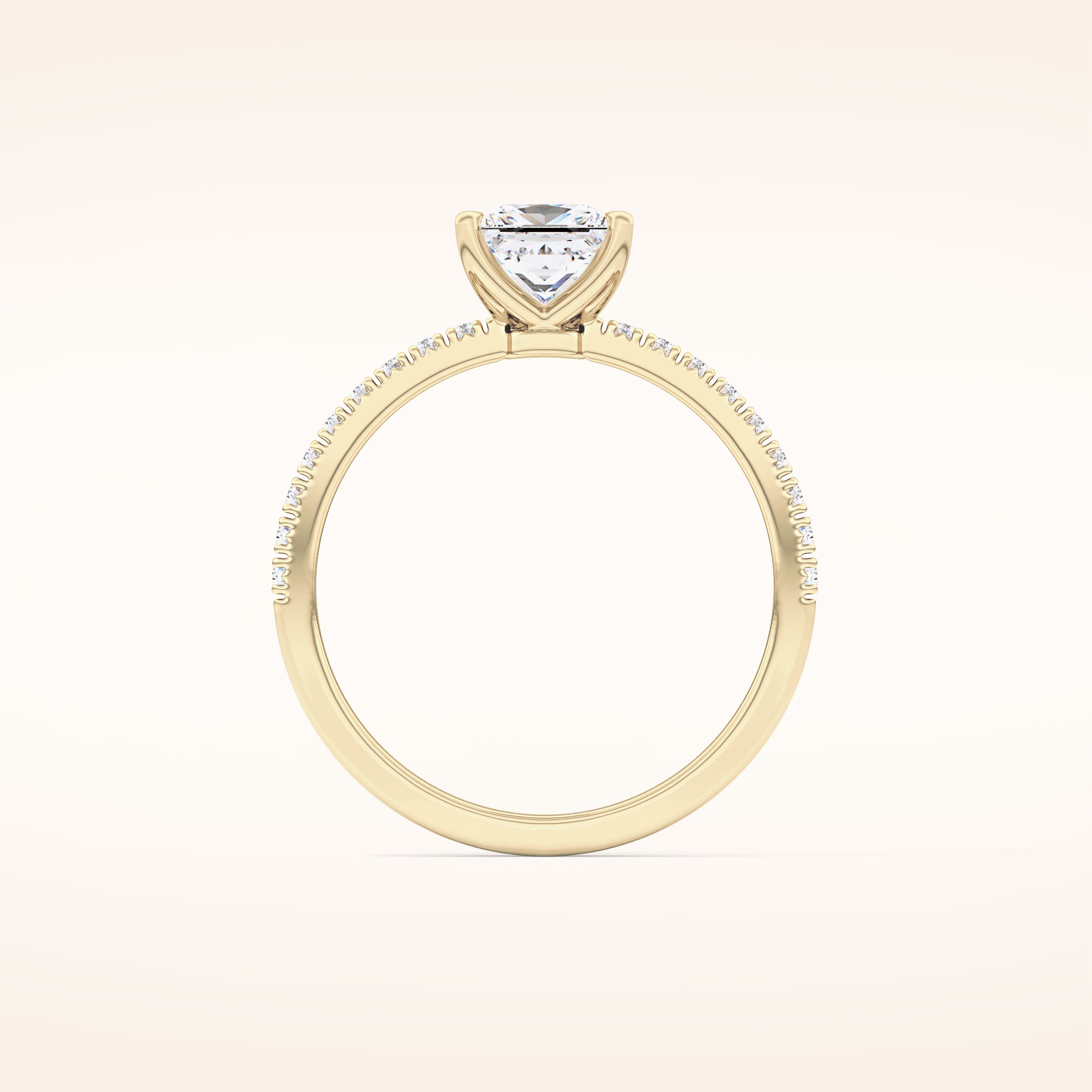 1.04 CT Princess Shaped Pave Moissanite Engagement Ring