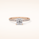 1.04 CT Princess Shaped Pave Moissanite Engagement Ring