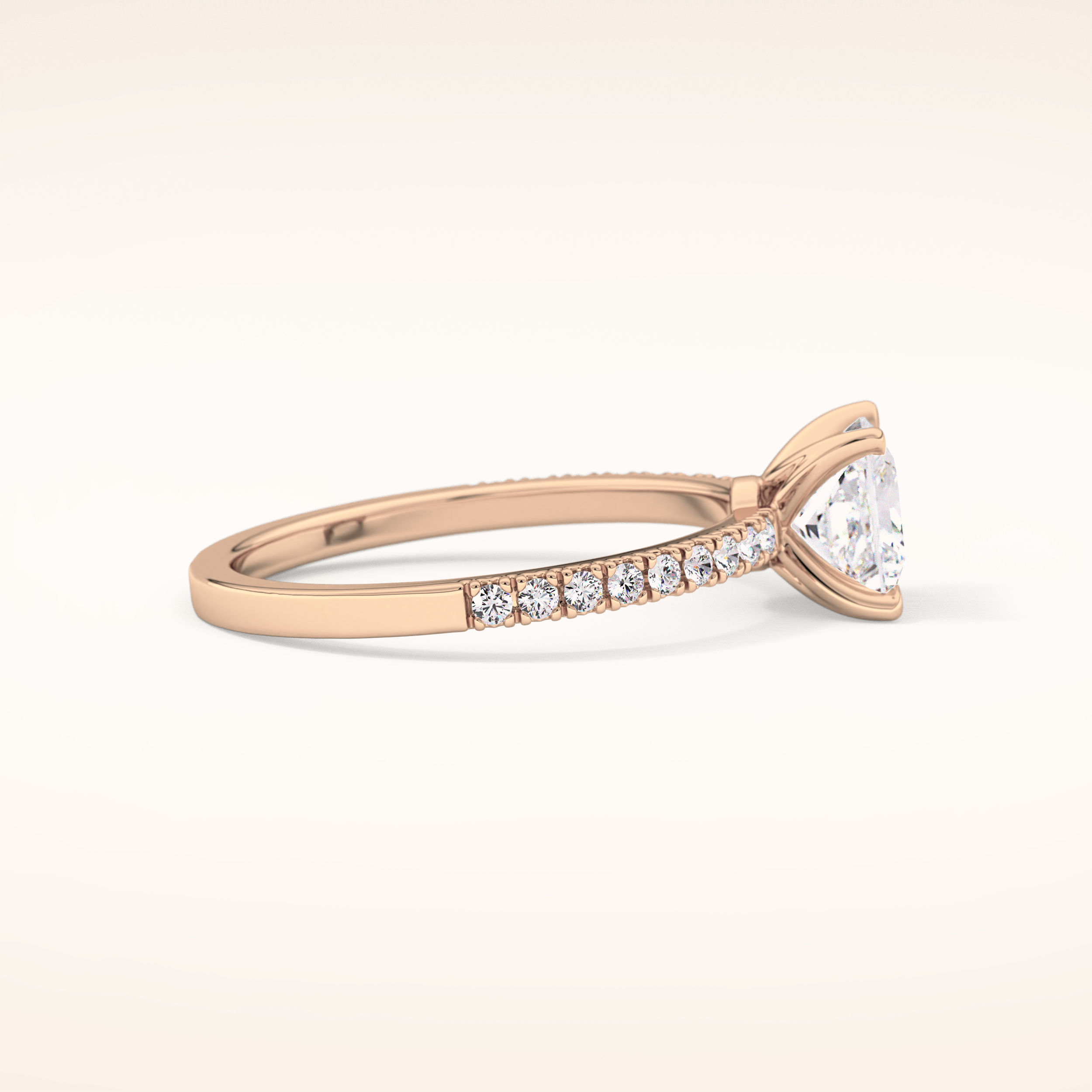 1.04 CT Princess Shaped Pave Moissanite Engagement Ring