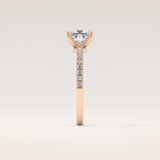 1.04 CT Princess Shaped Pave Moissanite Engagement Ring