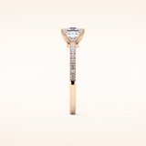 1.04 CT Princess Shaped Pave Moissanite Engagement Ring